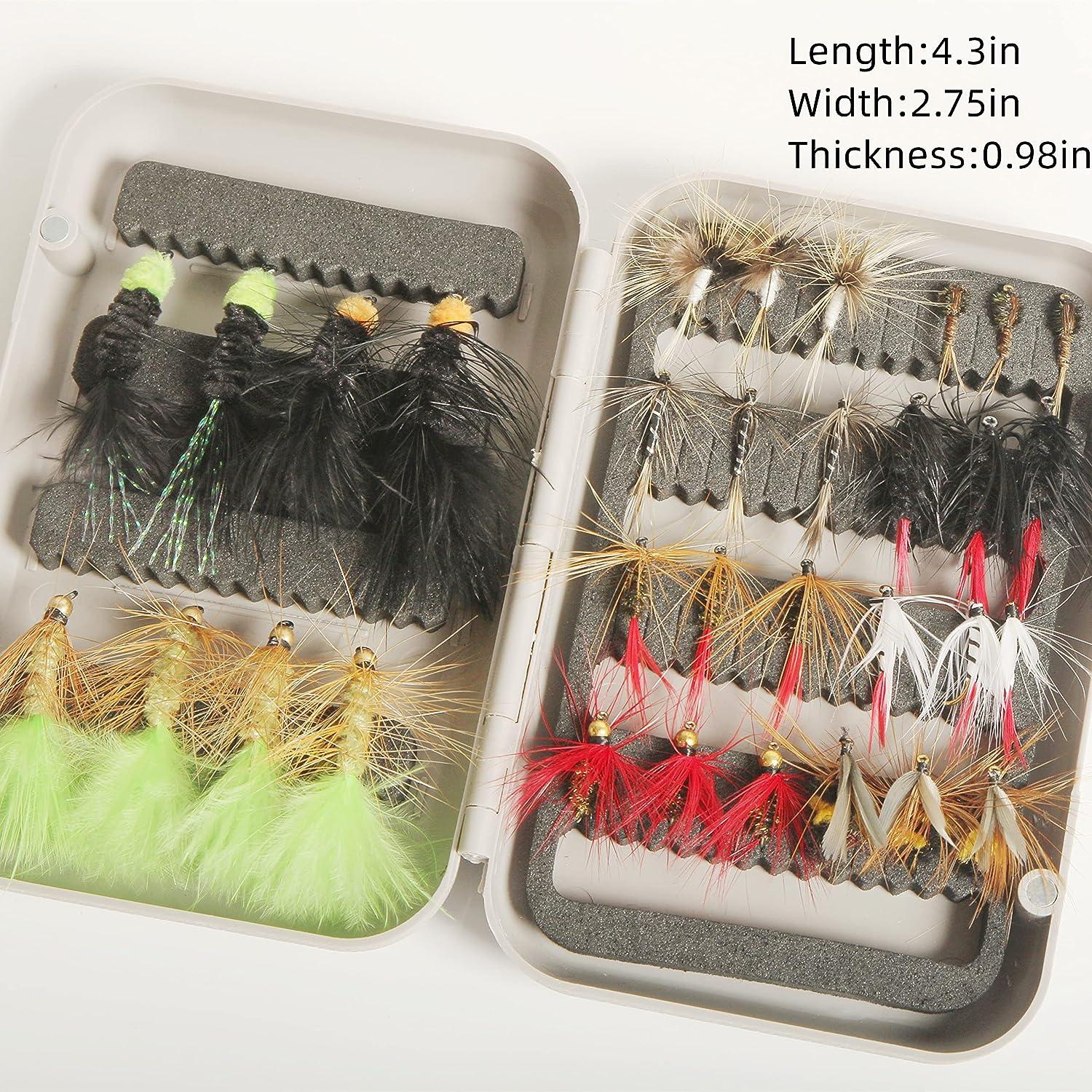 Dry Flies Bass Salmon Trouts Flies Nymph And Streamer Fly Fishing Flies Kit  Waterproof Fly Box For Trout Fly Fishing Flies(multicolor)(64pcs)