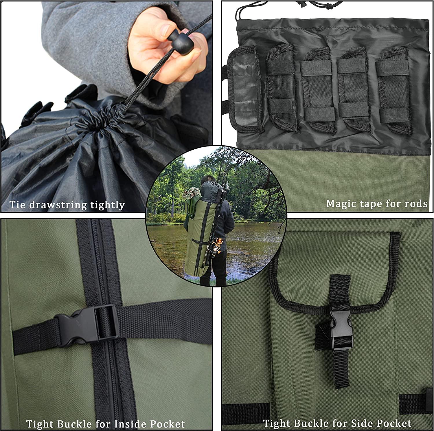 Fishing Rod Case Carrier Bag Portable Waterproof Fishing Rod Reel Bag Case  Box Carry Holder Tackle Storage Backpack for Travel with Adjustable Strap