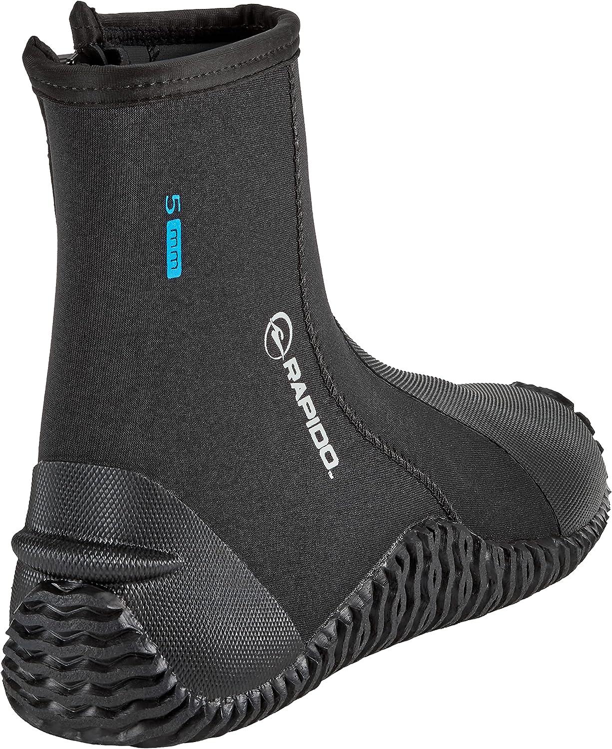 Rapido Boutique Collection Premium Neoprene Men & Women Neoprene Wetsuit  Boots, Puncture Resistant Water Shoes Dive Booties 3mm, 5mm, 7mm Hard Sole  Boot 5mm Black Men's 11 / Women's 12
