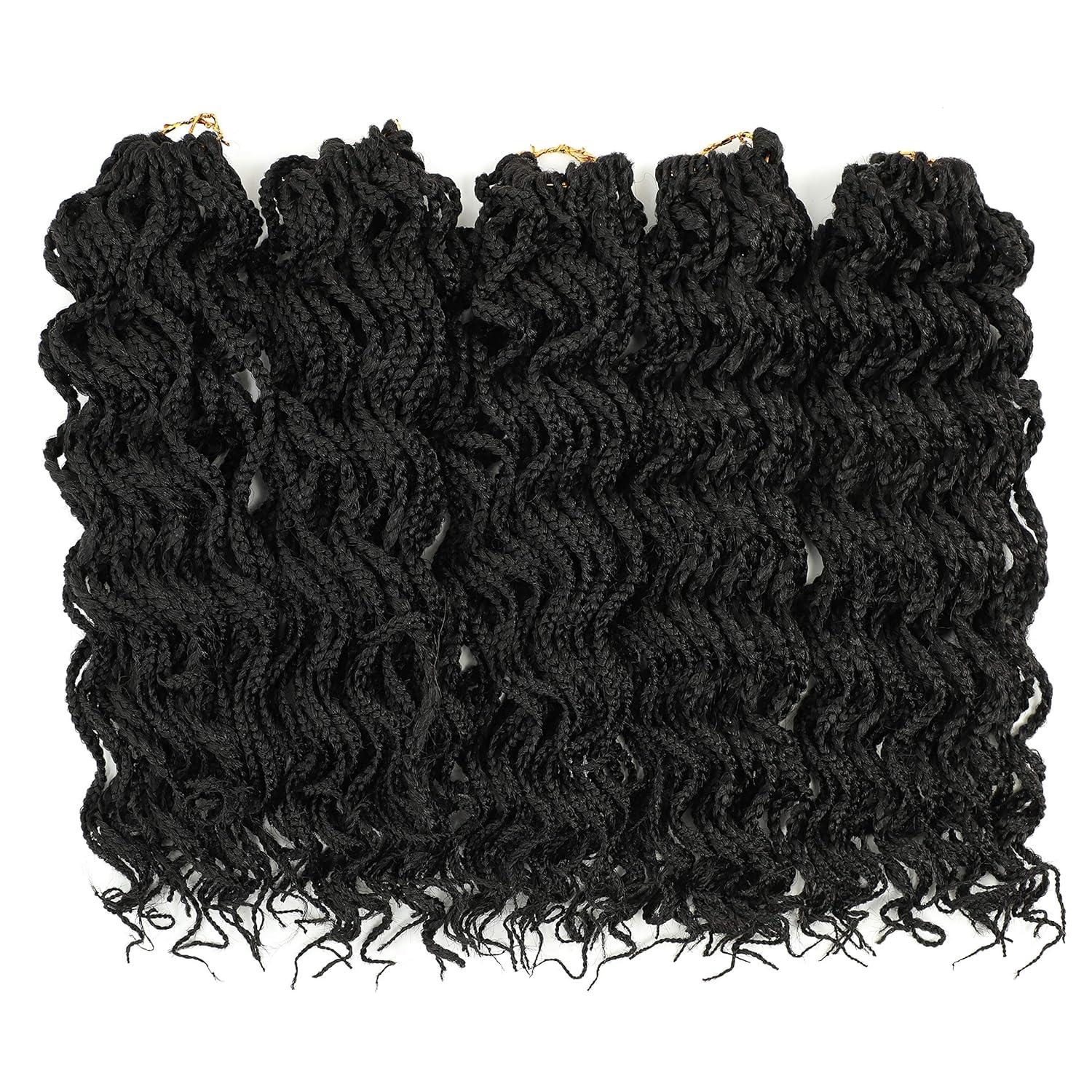 150 Strands Goddess Box Braids Crochet Hair Curly Braided Crochet Box Braiding  Hair 14 Inch 3X Pre Looped Box Braid Crochet Braids Extensions 5 Packs Wavy  Crochet Hair for Black Women 14