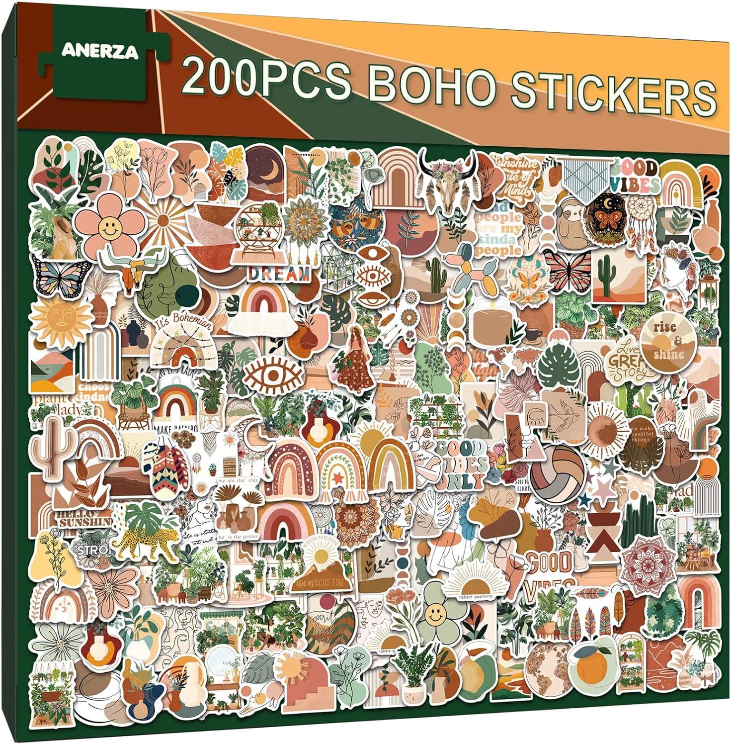 ANERZA 200 PCS Aesthetic Boho Stickers Cute Vinyl Waterproof