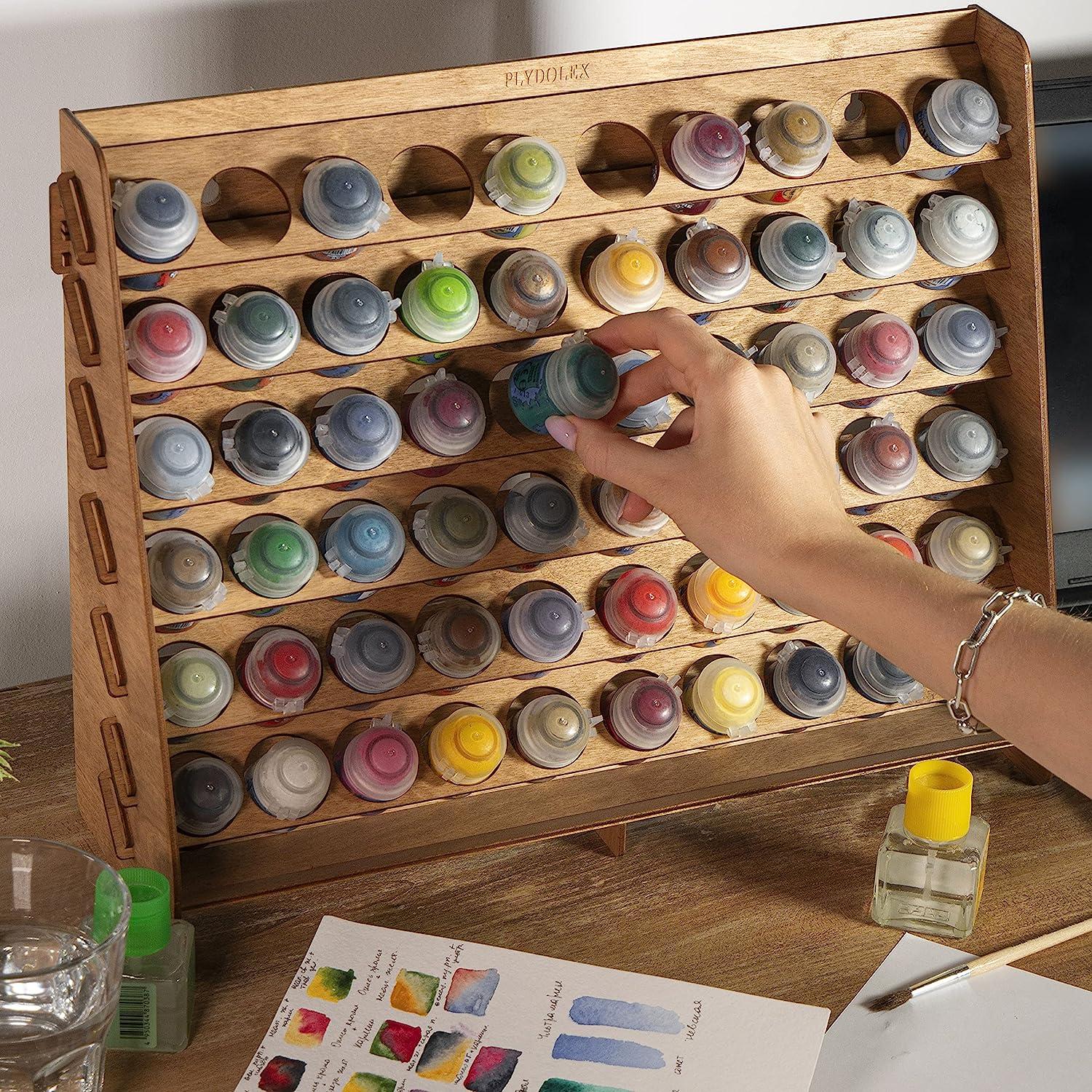 PLYDOLEX Wooden Paint Organizer for 74 Bottles of Paints and 14 Paint –  Plywood Organizers for Miniaute Painters - Wooden HandCraft Gift and  Accessories by Plydolex