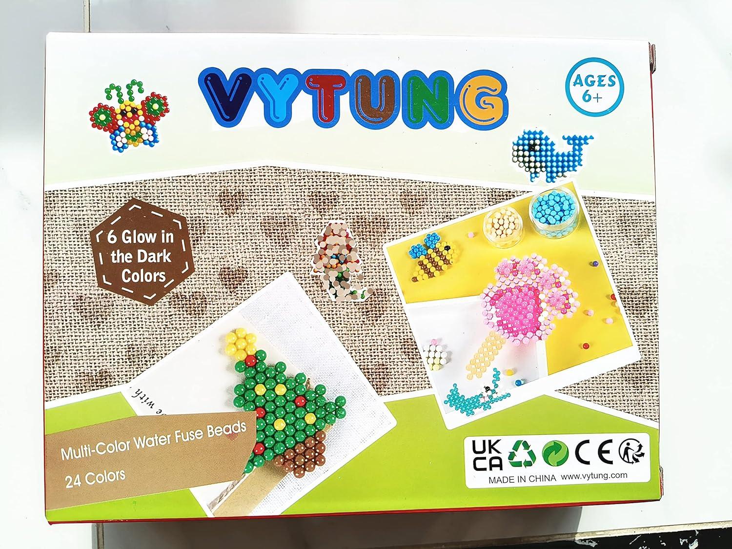 Vytung Water Fuse Bead 3600 Beads 24 Colors(6 Glow in Dark) Sticky Beads  Art Crafts Toys for Kids Beginners(24 Color Complete Pack) – BigaMart