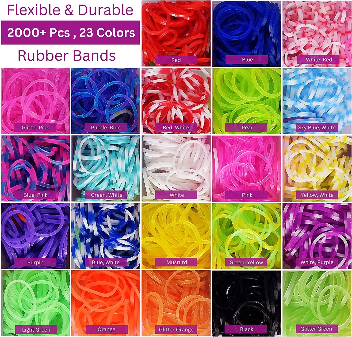 Rubber Band Bracelet Kit - 2100+ Pcs 23 Colors Rubber Hair Bands
