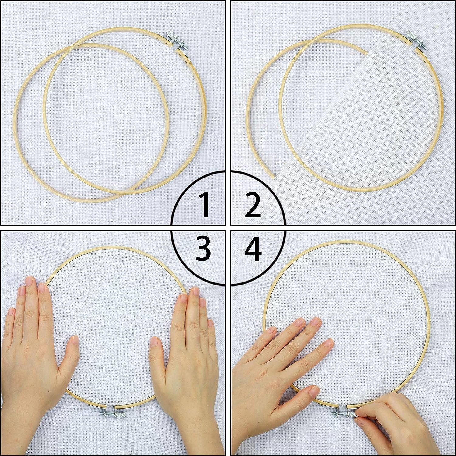  Similane 5 Pieces Embroidery Hoops Bamboo Circle Cross Stitch  Hoop Ring 5 inch to 10 inch for Embroidery and Cross Stitch