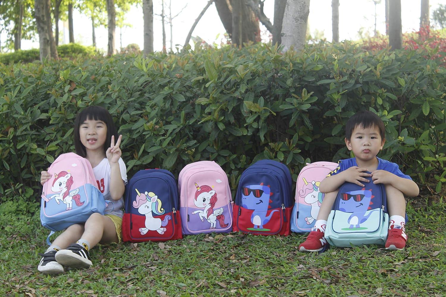 POWOFUN Kids Preschool Kindergarten Backpack Cool Cute Cartoon Travel Backpack Fit A4 with Lunch Bag
