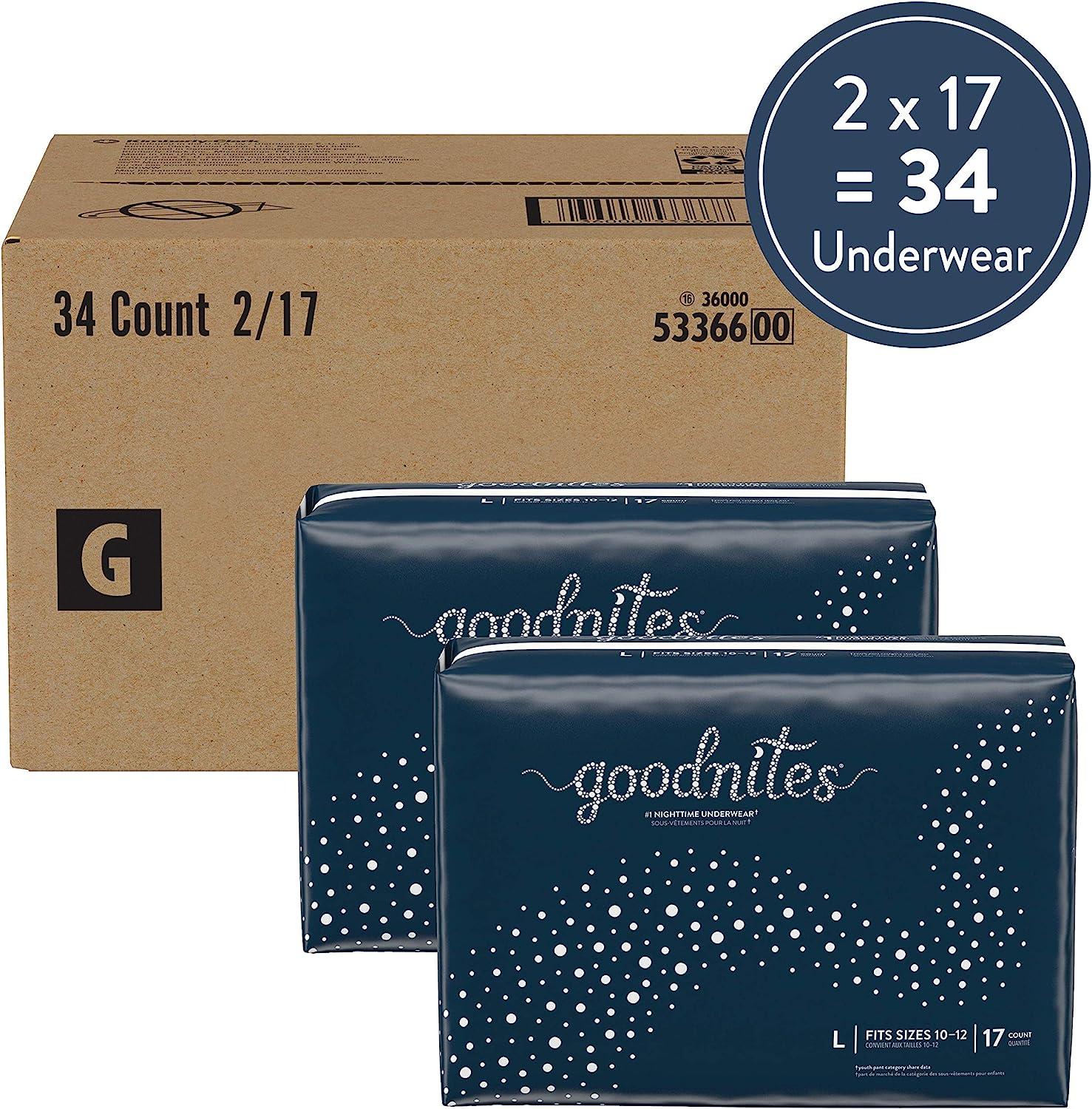 Goodnites Nighttime Bedwetting Underwear, Boys' L (68-95 lb.), 34ct,  FSA/HSA-Eligible Large (34 Count)