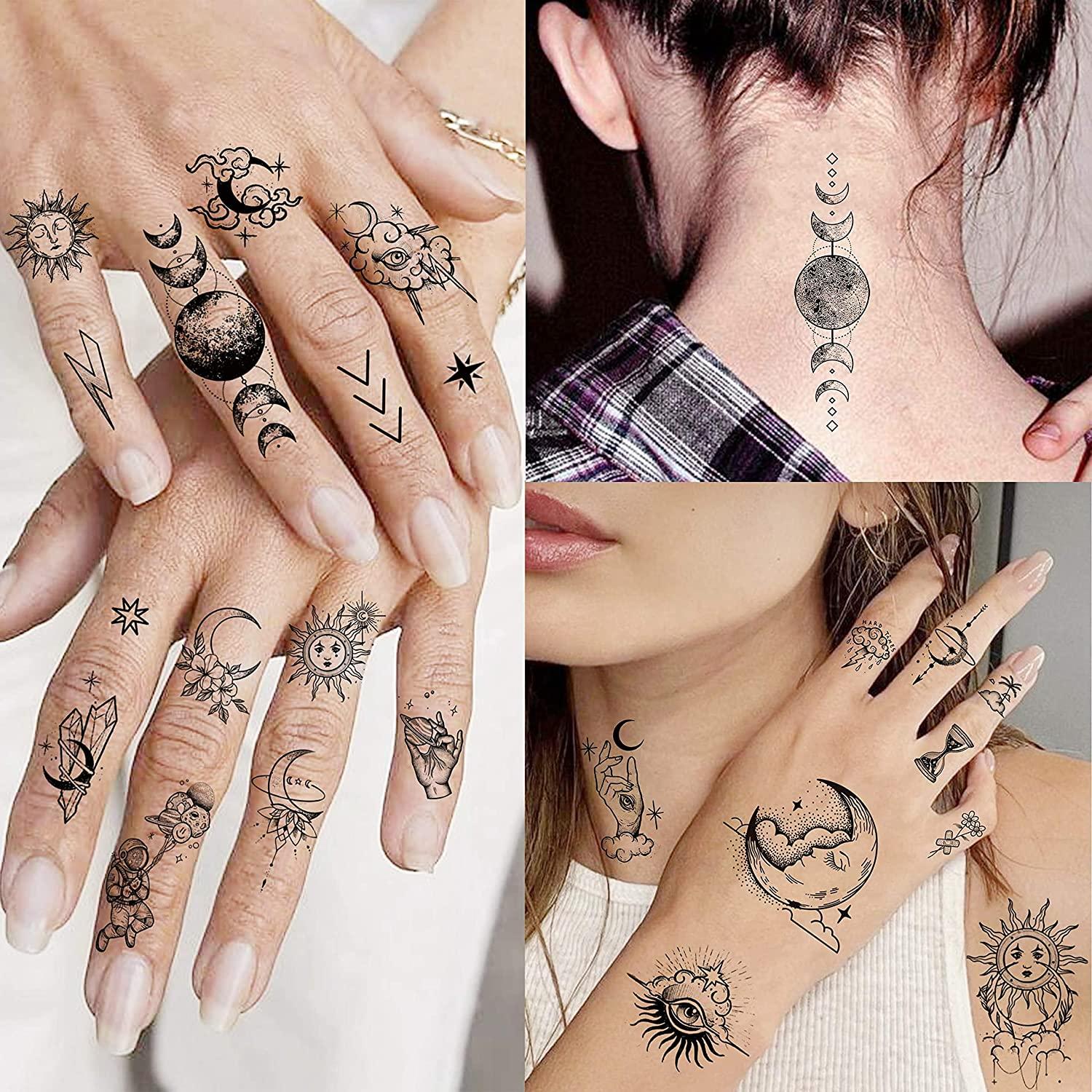 Geometric Cosmic Mountains Temporary Tattoos For Men Women Realistic Sull  Infinite Flower Fake Tattoo Stickers DIY Finger Tatoos - AliExpress