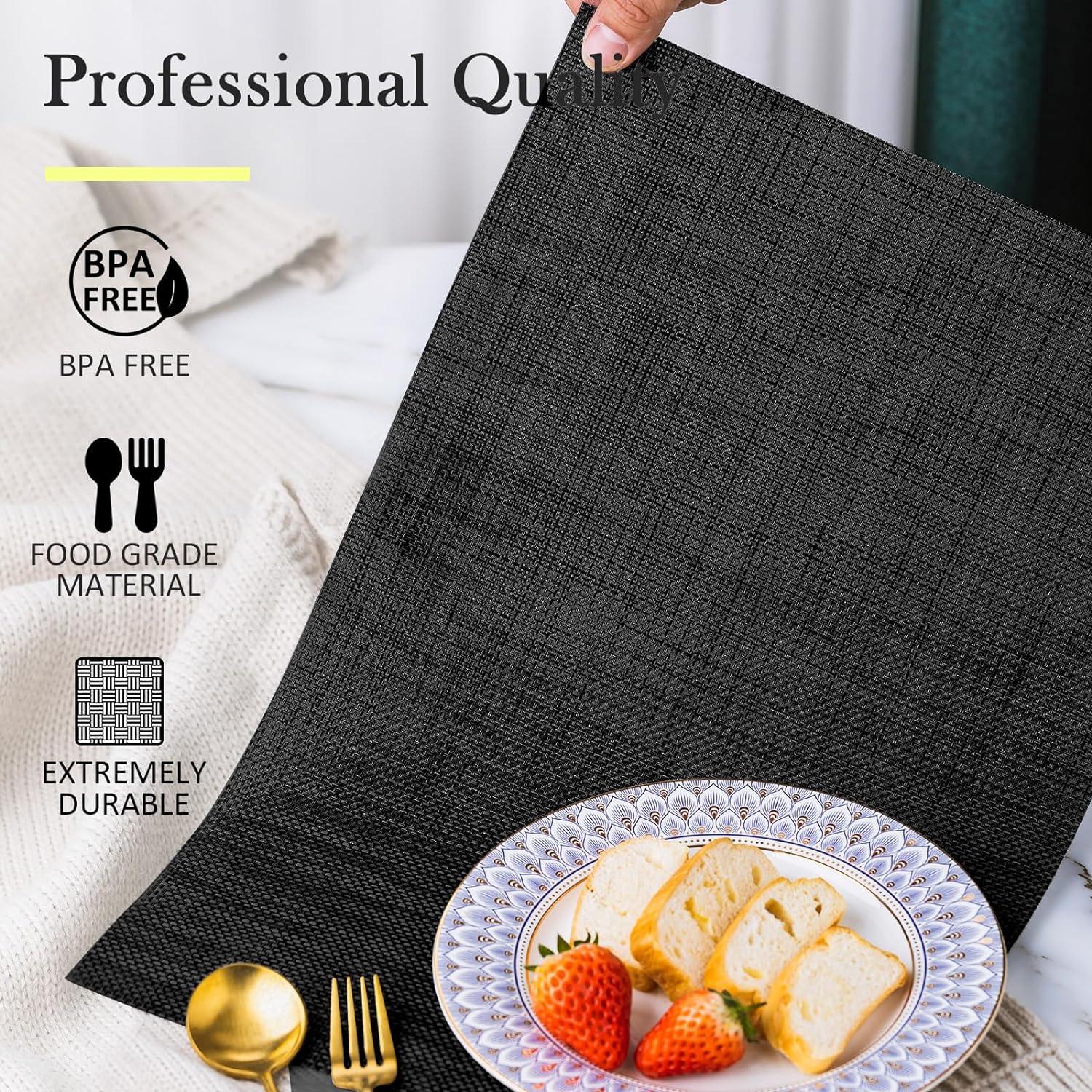 Malakos Elegant 6 Washable Table Mat Set (Black) – EZ Life