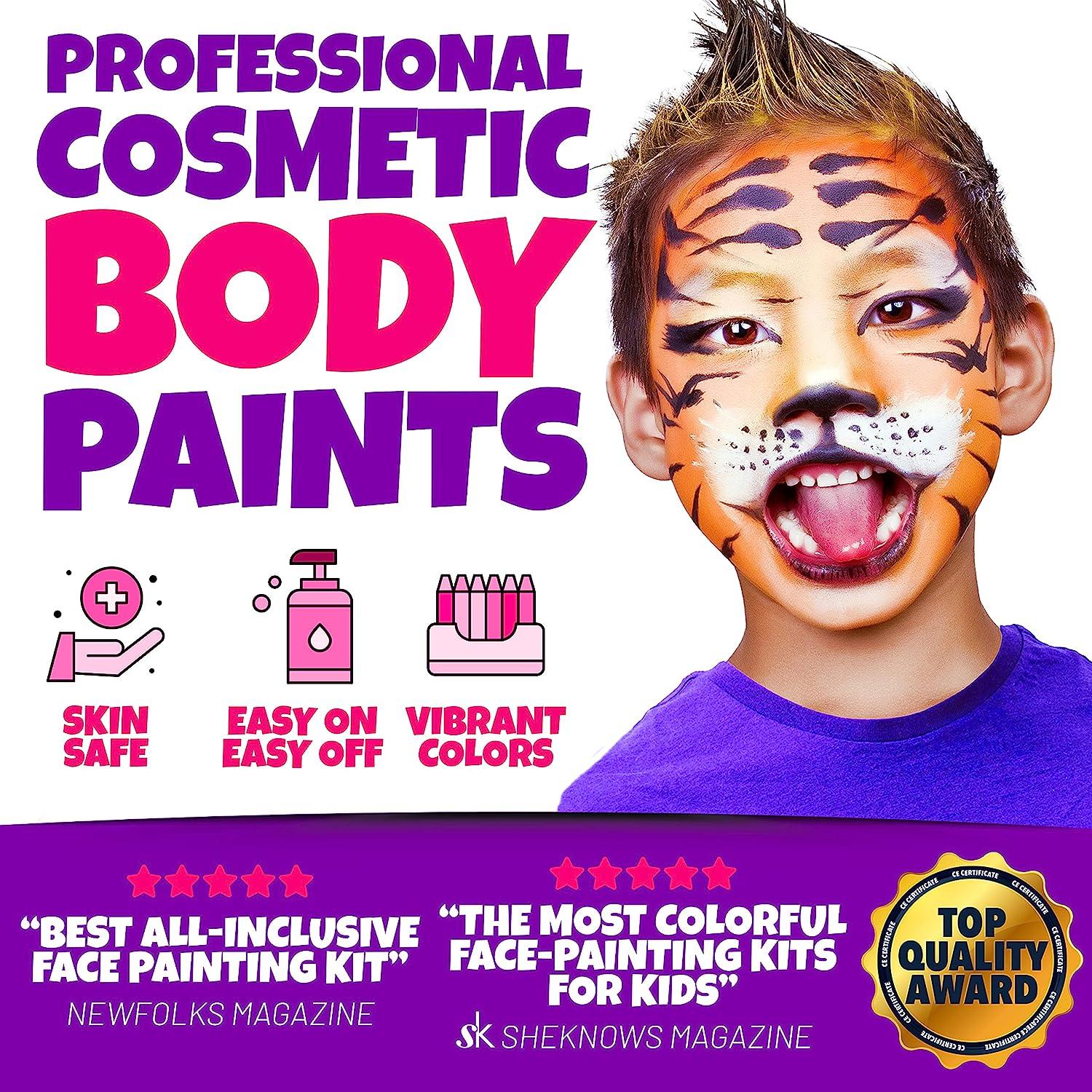 Face Paint Kit for Kids, Professional Quality Face & Body Paint, Hypoallergenic Safe & Non-Toxic, Easy to Painting and Washing, Ideal for Halloween