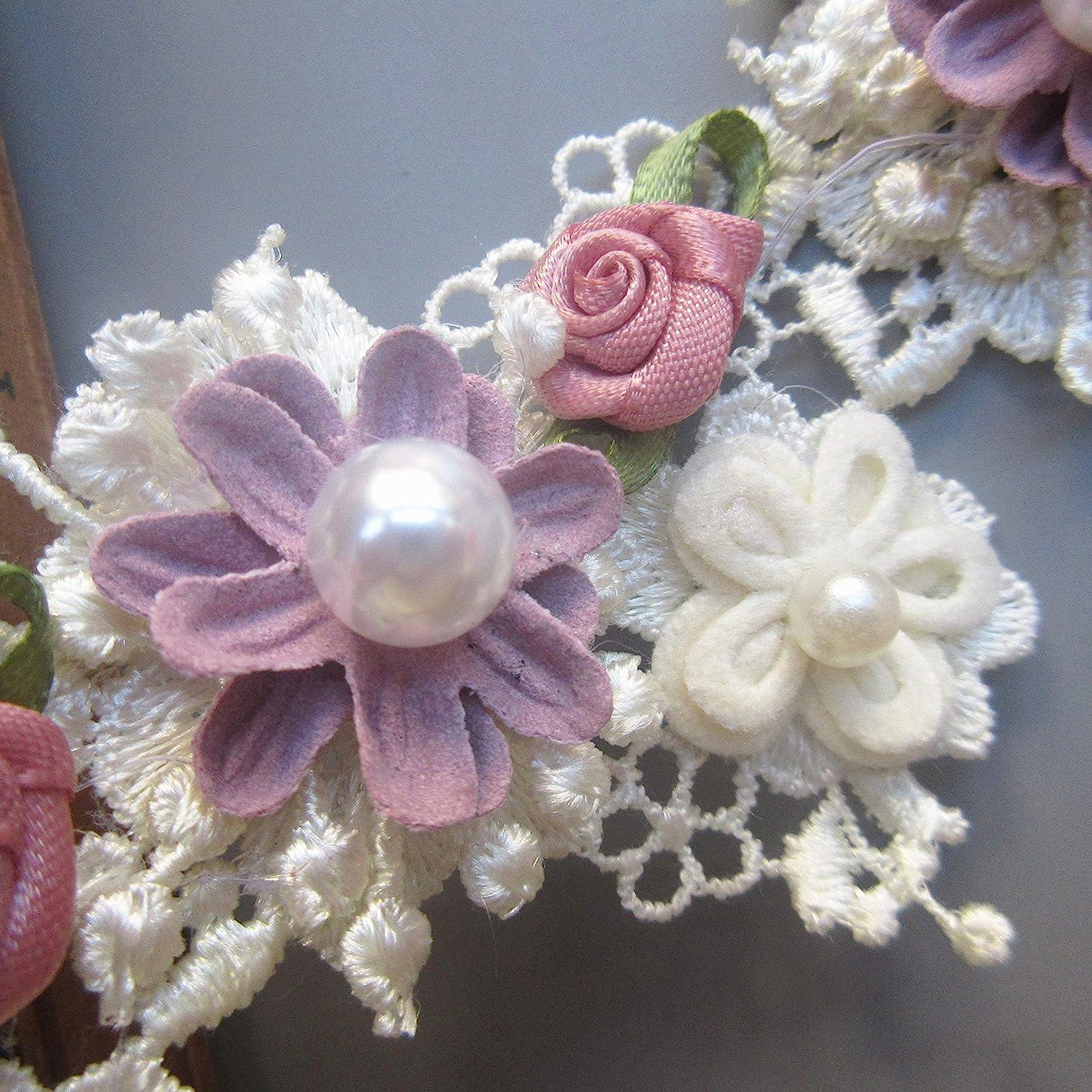 Pearl Trimmings 3D Flowers Handmade Lace Bead Trim Ribbon Lace