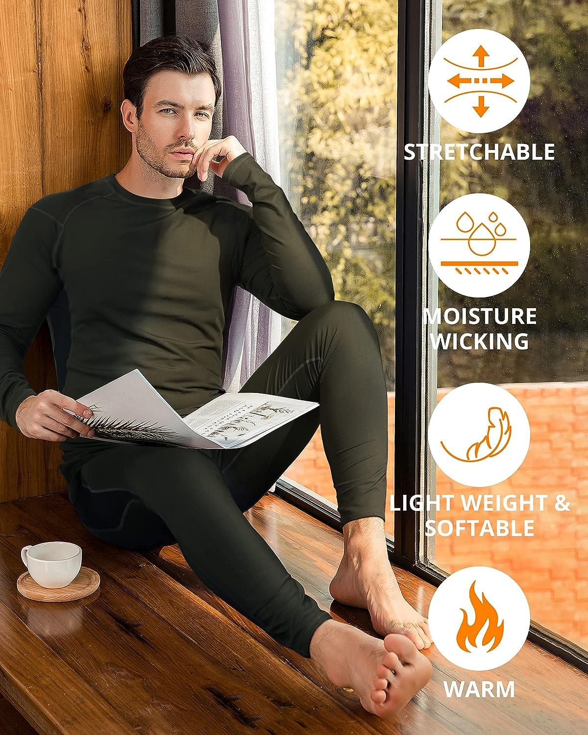 Runhit Thermal Underwear for Men Long Johns for Men Thermal Shirts