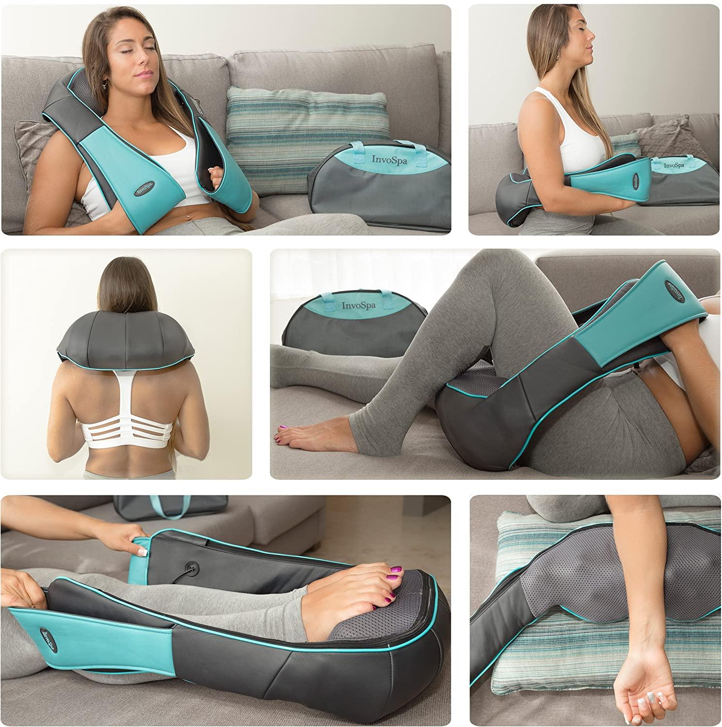 Shiatsu Back Shoulder and Neck Massager with Heat - Deep Tissue Kneading  Pillow Massage - Back Massager, Shoulder Massager, Electric Full Body  Massager, for Foot Leg - Gift Blue