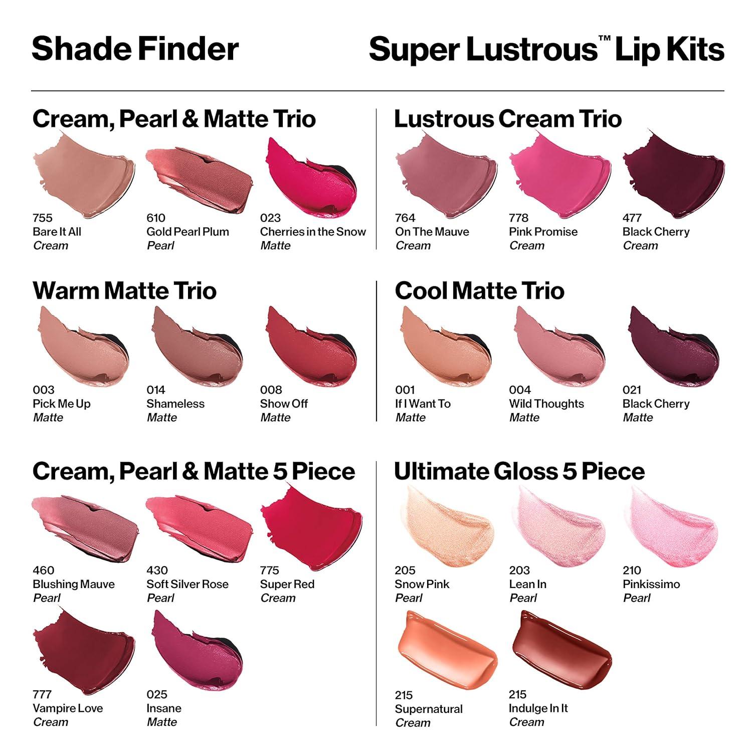 Lipstick Set By Revlon Super Lustrous 5 Piece T Set Multi Finish Cream Pearl And Matte Pack Of 