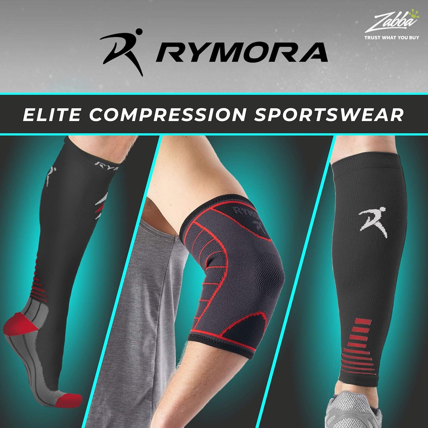 Rymora Knee Support Brace for Woman and Man- Knee Compression Sleeves  Comfortable and Secure Sleeve Supports for Weight Lifting Running Sports  Weak Joints Fitness (XL Single Black) XL Black 1