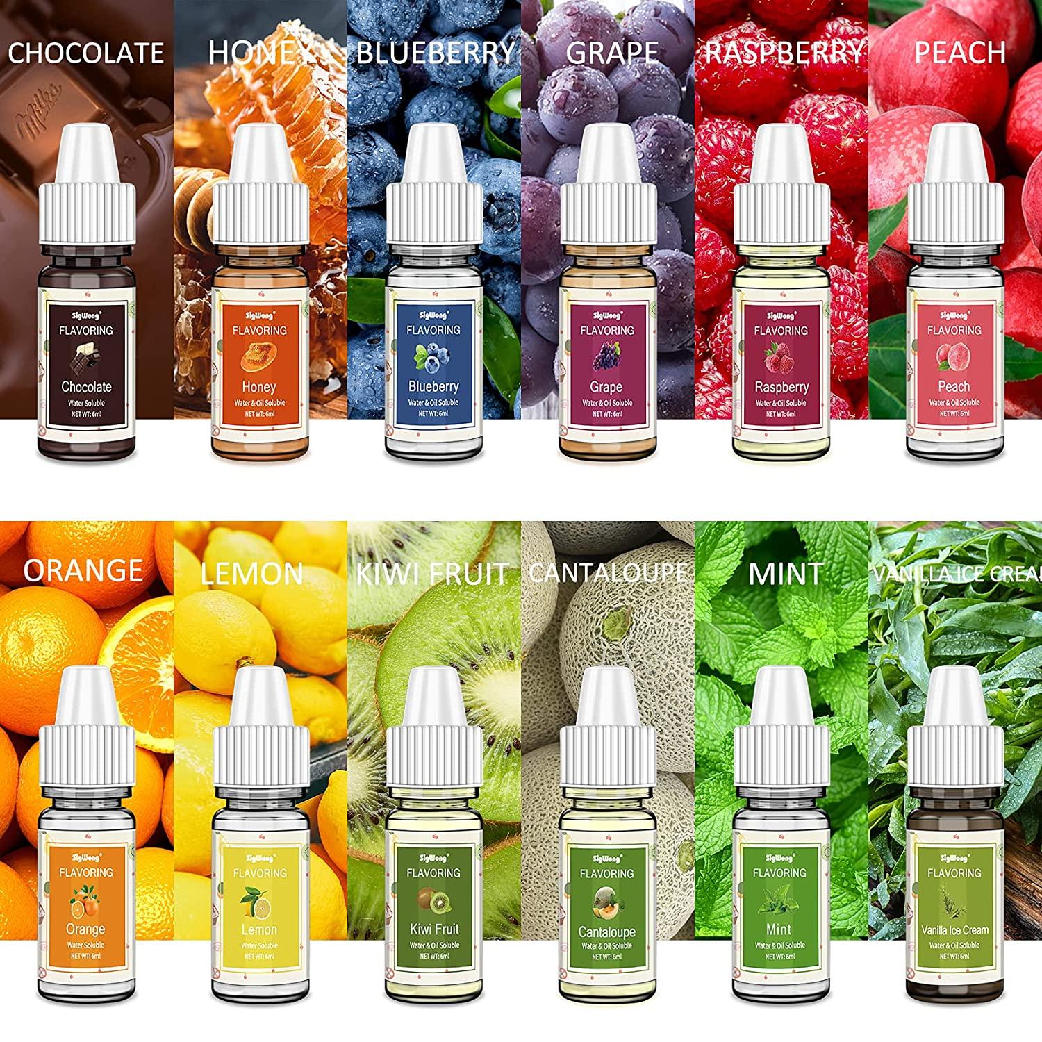 Food Flavoring Oil - 14 Flavors of Pure Natural Liquid Lip Gloss Flavoring  Oil, Concentrated Candy Flavors for Baking & Cooking, Lip Balm, Drinks