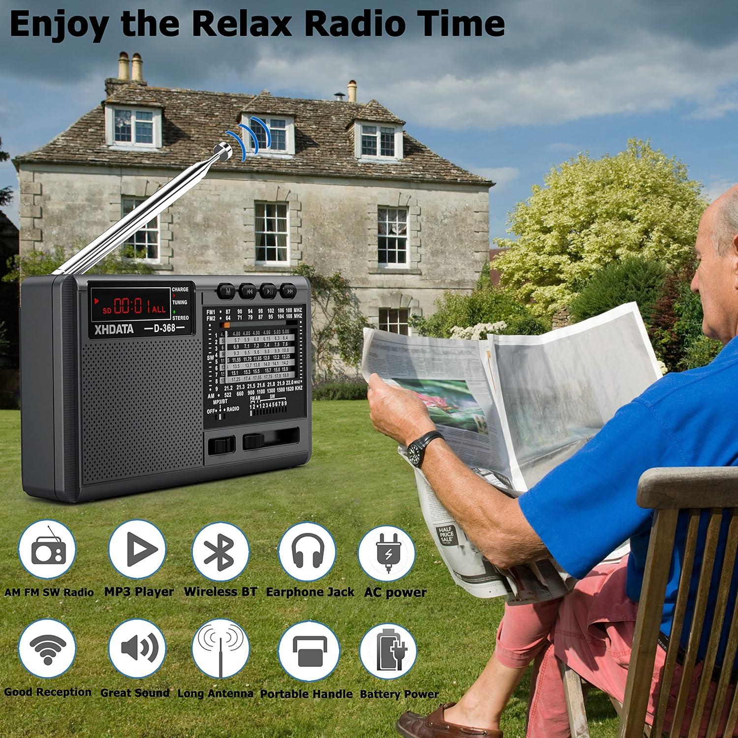XHDATA D368 Shortwave AM FM 12 Band DSP Stereo Portable