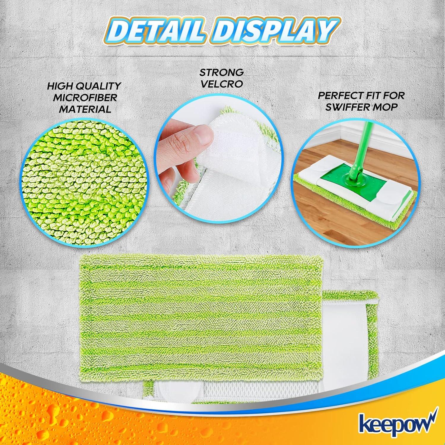  KEEPOW Reusable Wet Pads Compatible with Swiffer Sweeper Mop,  Dry Sweeping Cloths, Washable Microfiber Wet Mopping Cloth Refills for  Surface/Hardwood Floor Cleaning, 8 Pack (Mop is Not Included) : Health 