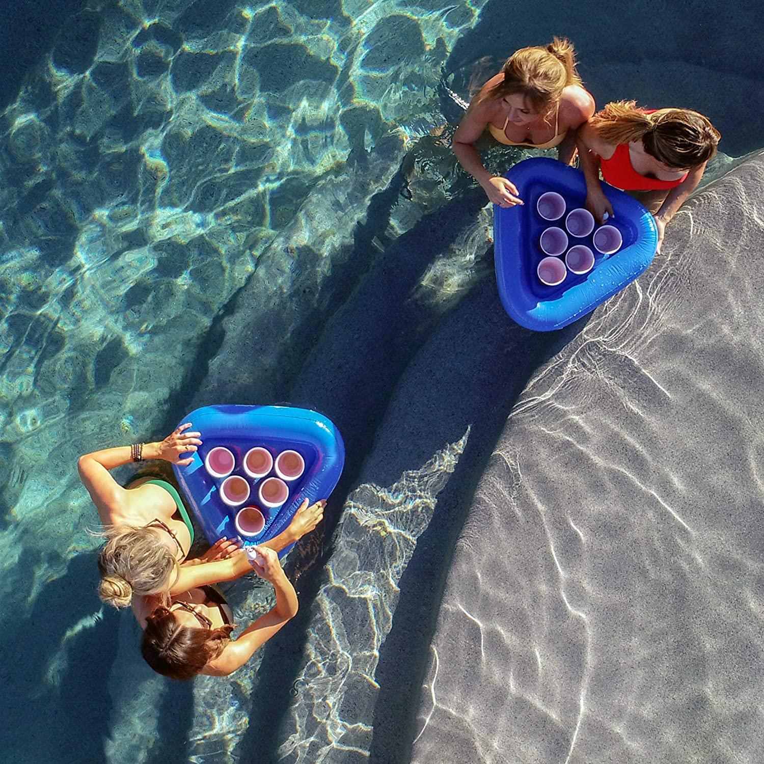 GoPong Pool Pong Rack Floating Beer Pong Set, Includes 2 Rafts and