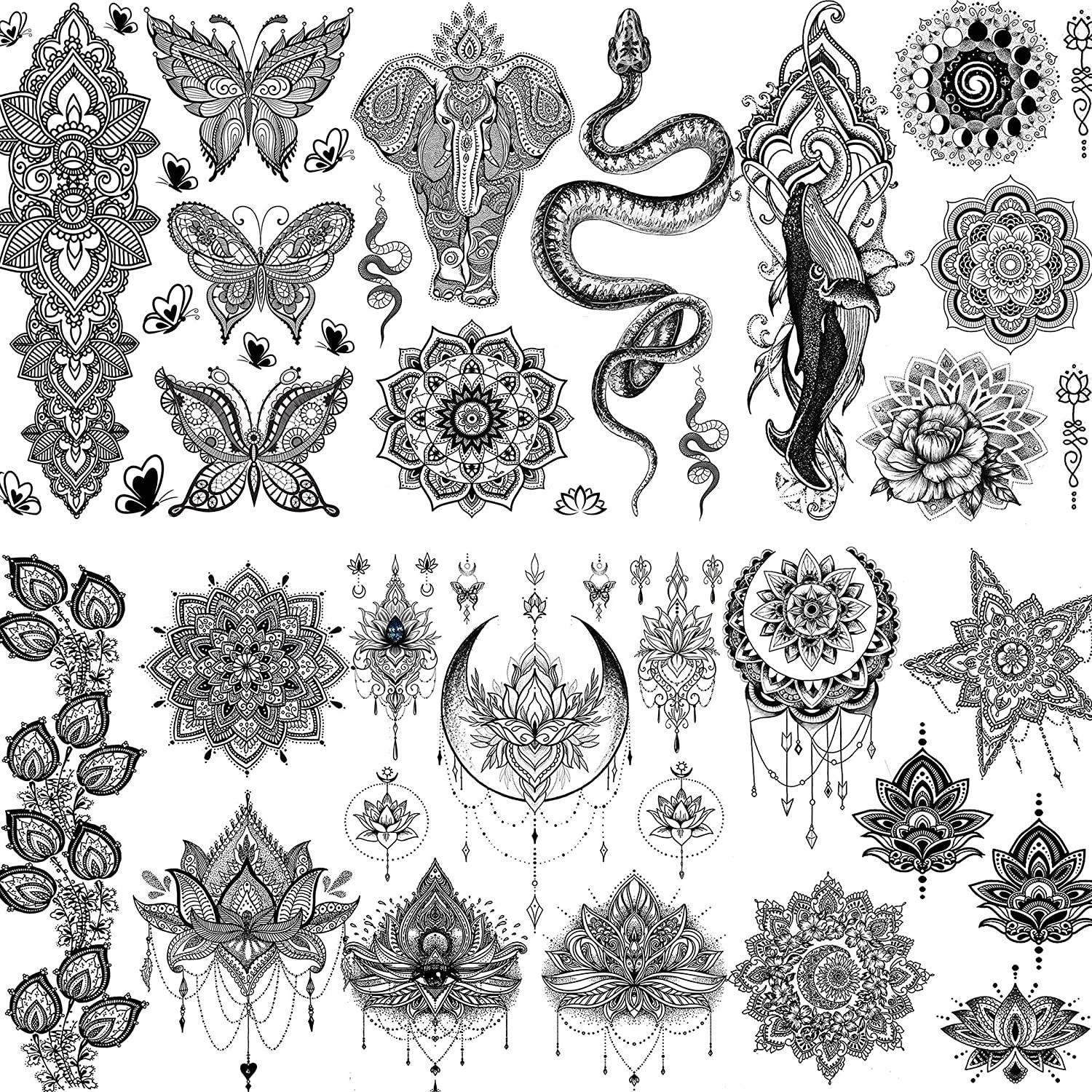 Amazon.com: 5 x 4piece Mandala Tattoo Set - 4 Different Mandala Tattoos (5)  : Beauty & Personal Care