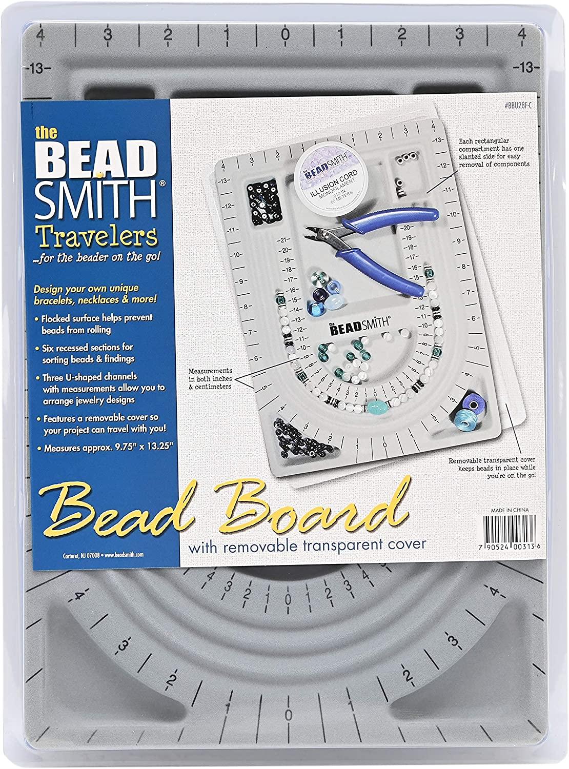 The Beadsmith Elements Bracelet & Anklet Design Bead Board – 10.75 x 13.75  inches – Removable Transparent Cover – Flocked Surface, Multiple Channels &  Printed Ruler – for Jewelry Making 