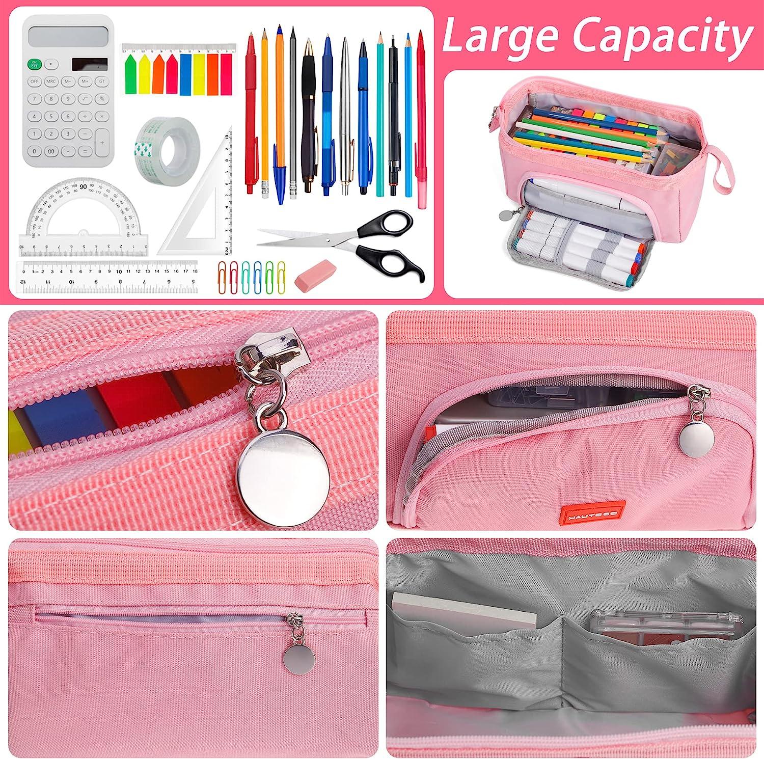 Large Capacity Pencil Case With Zippered Portable Aesthetic Pencil Pouch