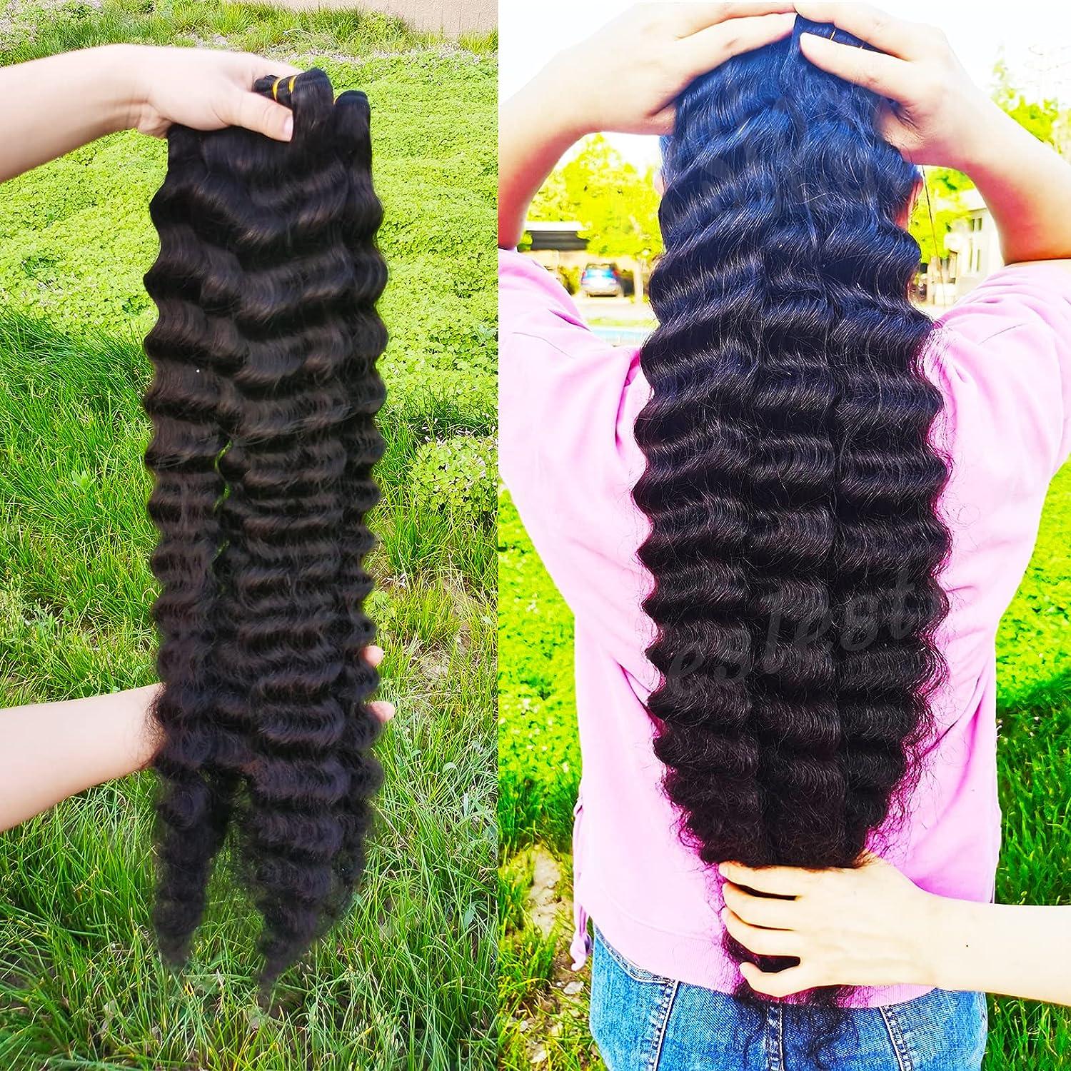 loose deep wave green colored braided