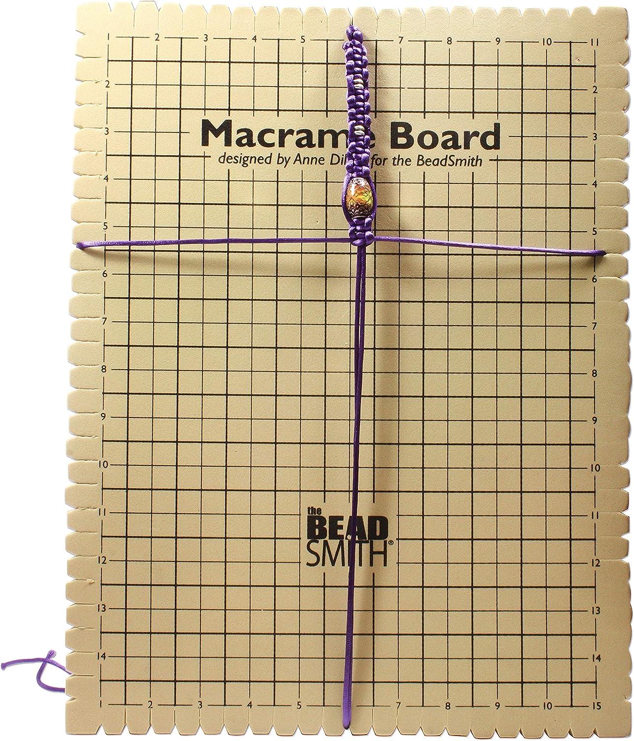 The Beadsmith Mini Macrame Board, 7.5 x 10.5 Inches, 0.5 inch Thick Foam, 6 x 9 inch Grid for Measuring, Bracelet Project with Instructions Included