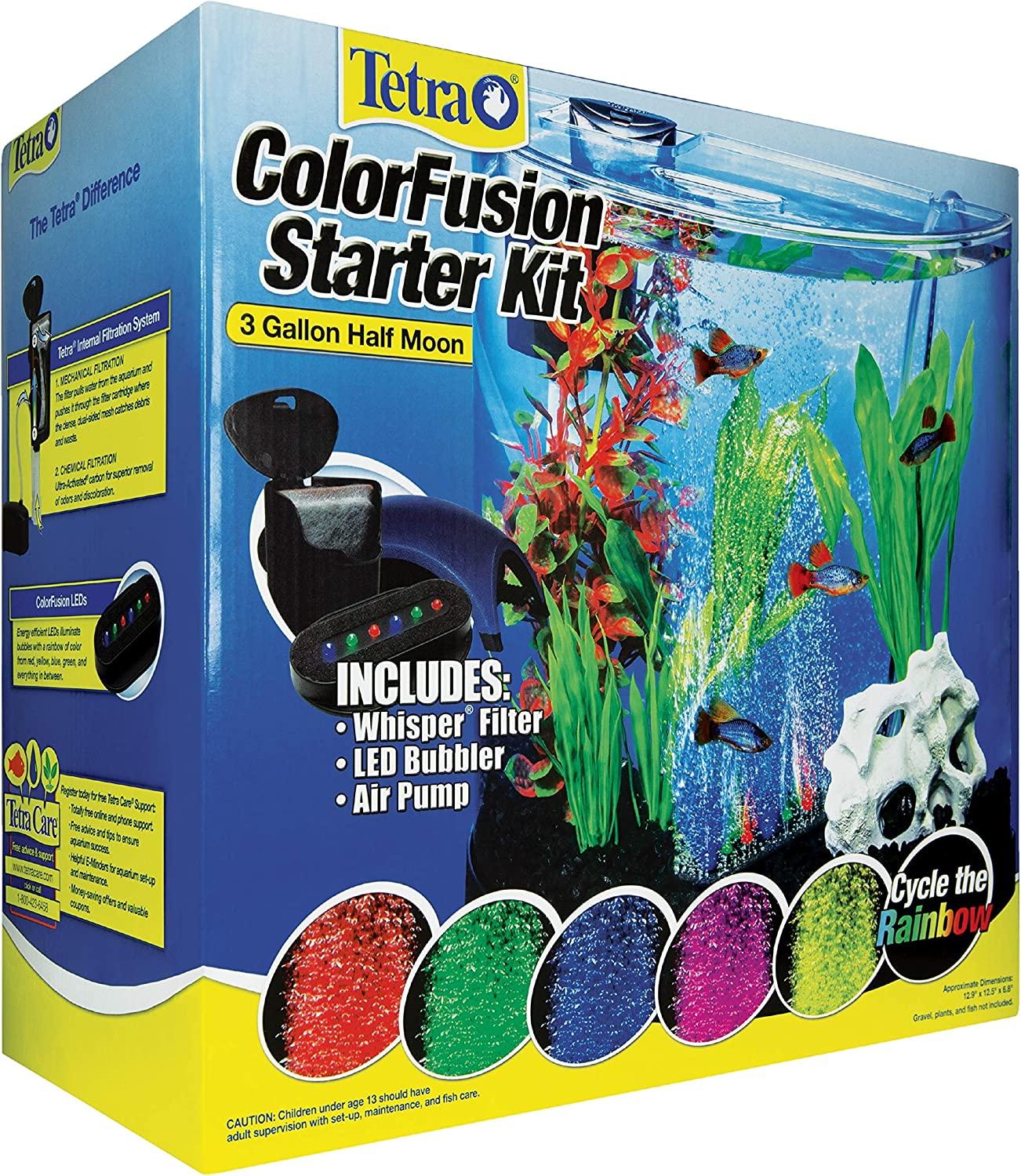 Tetra ColorFusion Starter aquarium Kit 3 Gallons Half-Moon Shape