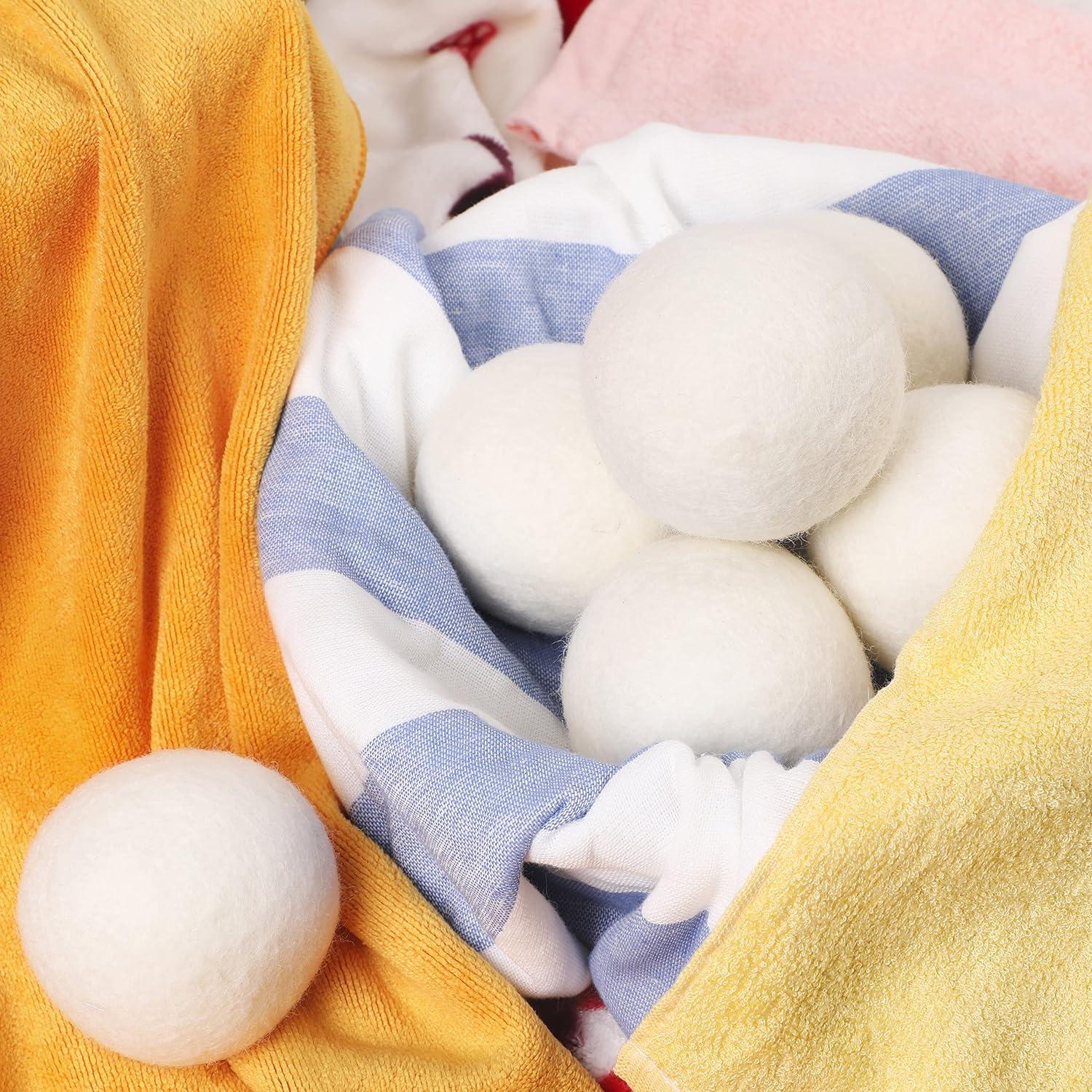 6 Pack All Natural Organic Wool Dryer Balls XL Size - Reusable Chemical  Free Natural Fabric Softener, Anti Static, Reduces Clothing Wrinkles and  Saves