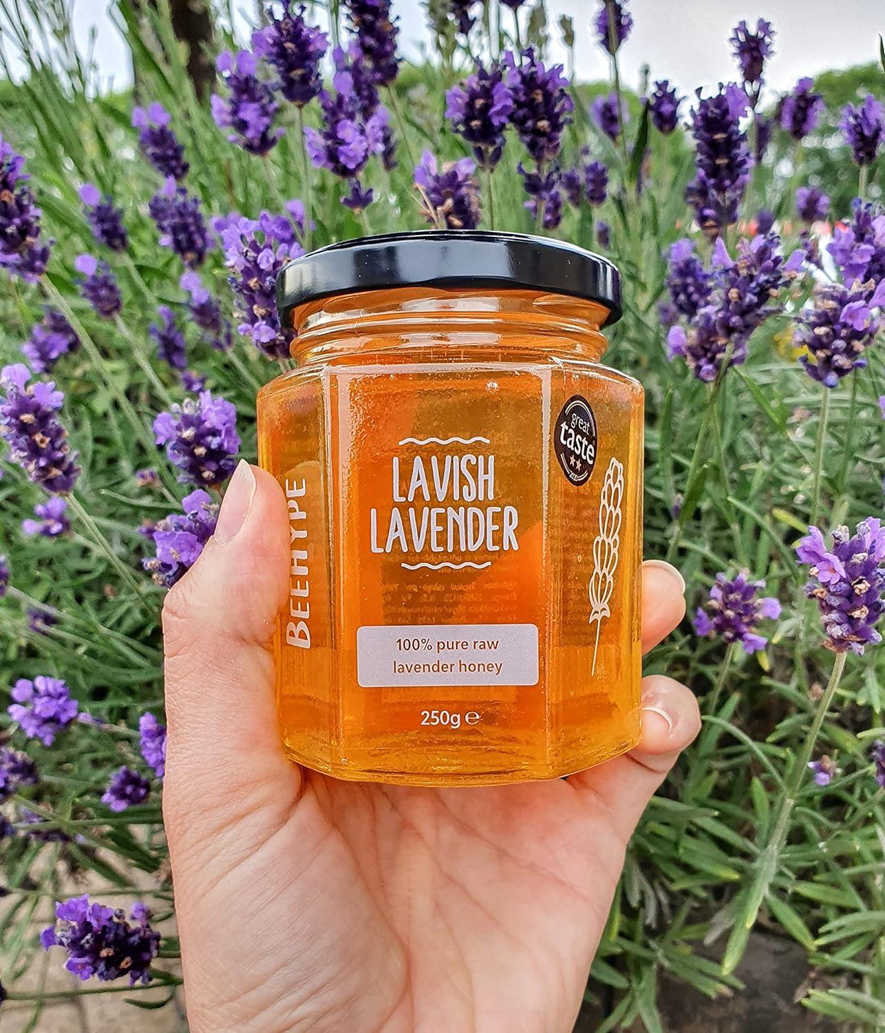 BeeHype Lavish Lavender - 100% Pure Raw Honey with Natural Enzymes Vitamins  Minerals and Antioxidants - 250g Lavish Lavender 250g