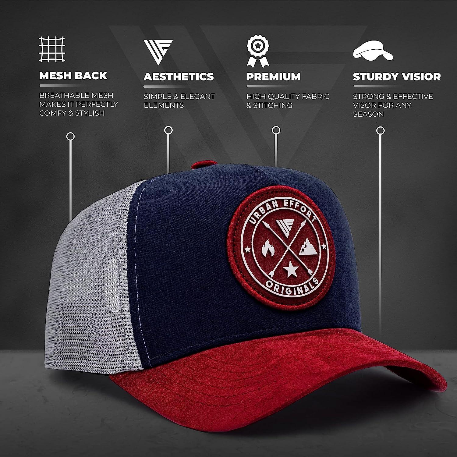Urban Effort Mesh Back Cap - for Men and Women Baseball Hat 5-Panel Trucker  Hat - Great Snapback Closure for Hunting & Hiking Blue/Wine