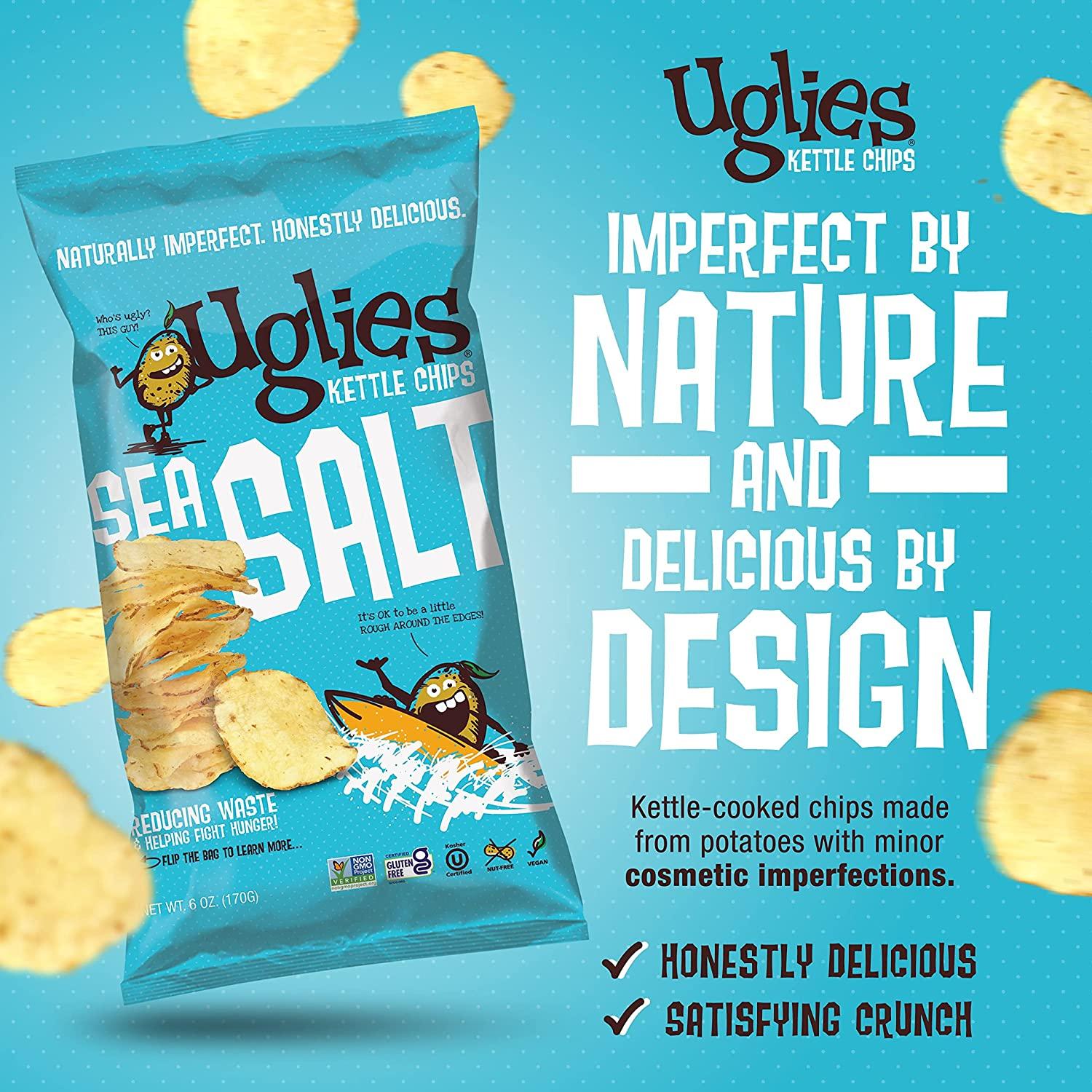  UGLIES Sea Salt 6 oz Kettle Cooked Potato Chips