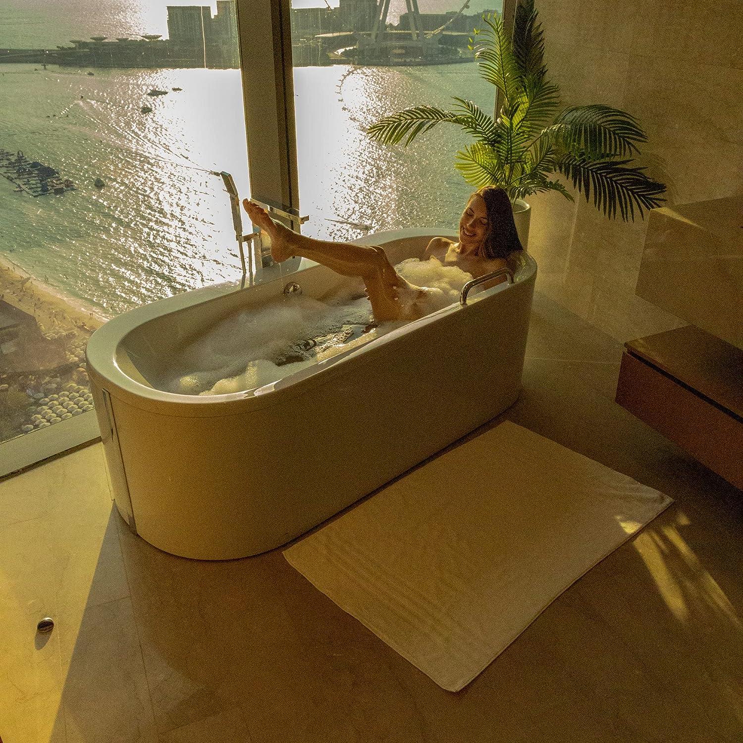 Mosobam 1000 GSM Hotel Luxury XL Bath Mat 28X44, Light Grey, Oversized Bath  Rug, Gray, Viscose Made from Bamboo - Turkish Cotton