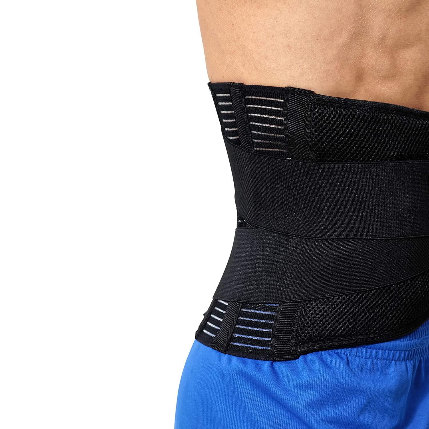 NeoTech Care Adjustable Compression Wide Back Brace Lumbar Support Belt  (Charcoal, Size M) M Charcoal