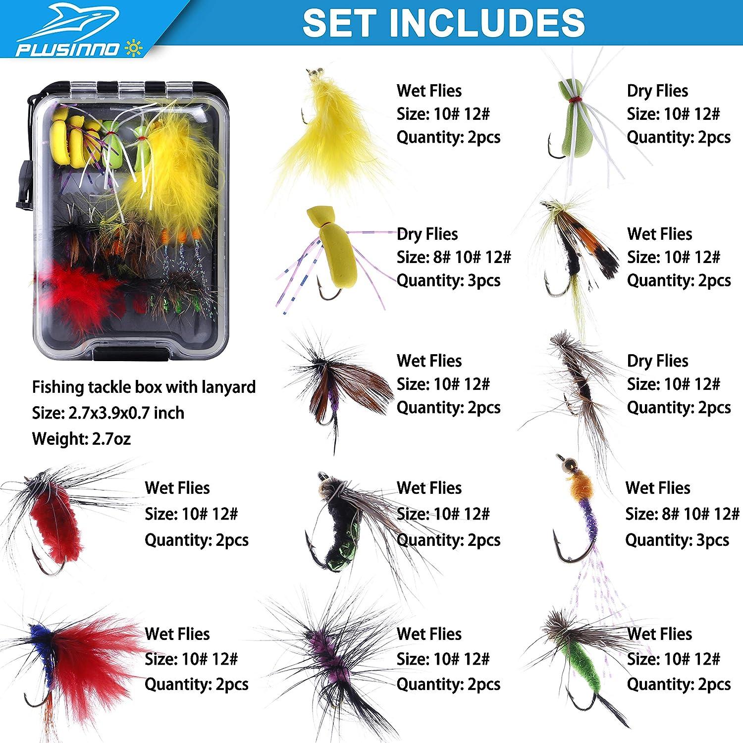 PLUSINNO Fly Fishing Flies Kit, 26/78Pcs Handmade Fly Fishing Gear with Dry/Wet  Flies, Streamers, Fly Assortment Trout Bass Fishing with Fly Box 26pcs