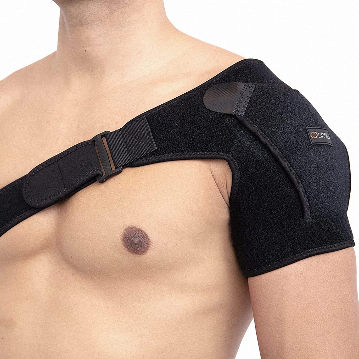 Copper Joe Compression Shoulder Brace for Women & Men - Rotator Cuff  Support Brace for Shoulder Pain Relief - Copper-Infused Adjustable Shoulder  Brace