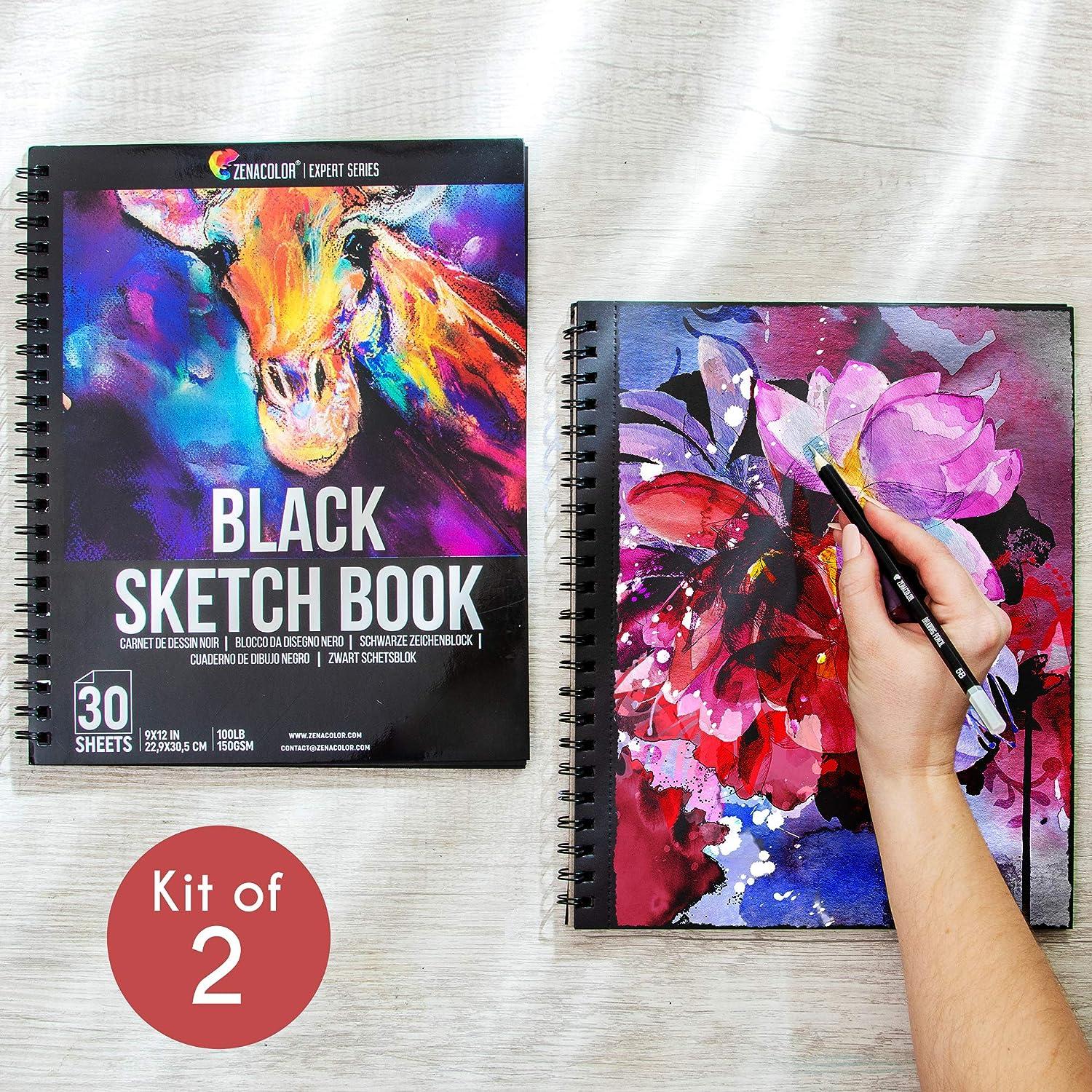 25 Sheet A4/A5 Black Paper Cardboard Notebook, Art Marker Sketch pad Book  For Paiting Drawing