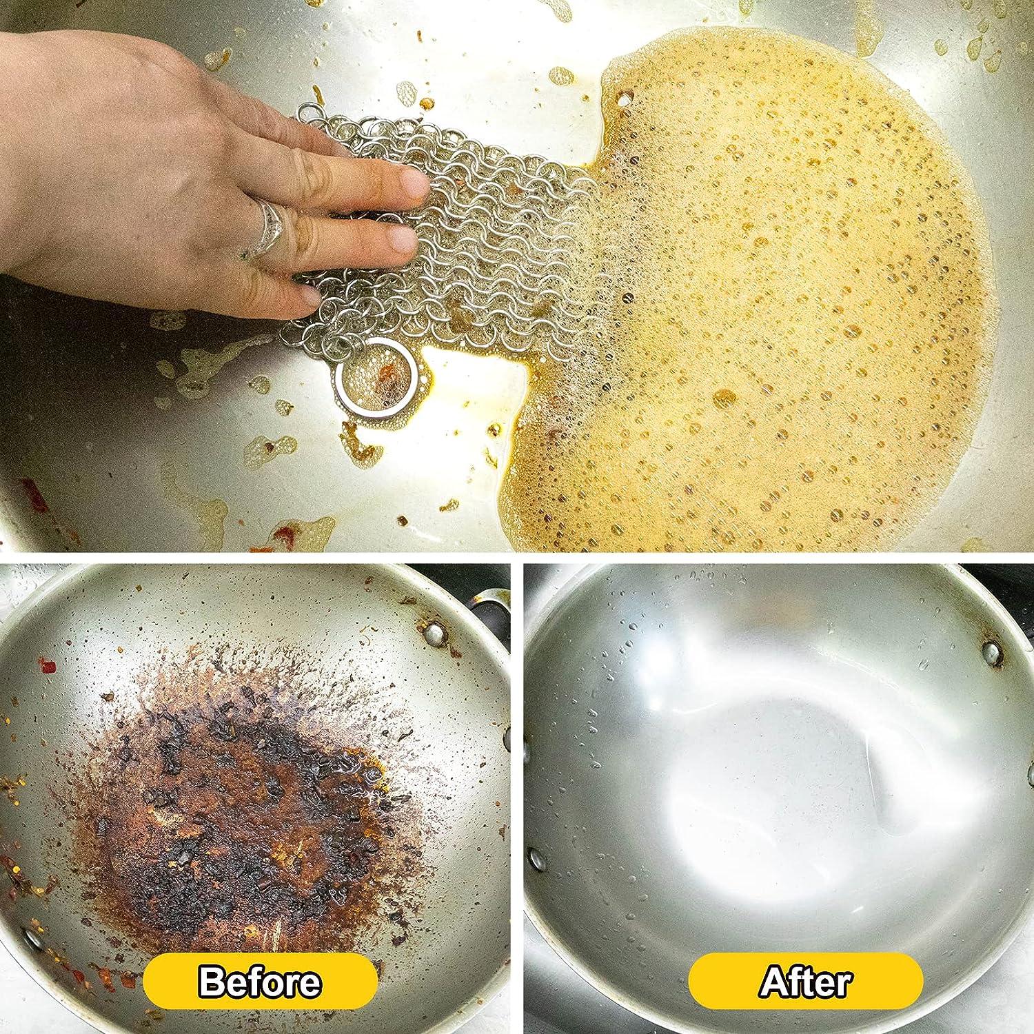 Desorden 4 in. Stainless Steel Chain Mail Scrubber for Cast Iron Cookware