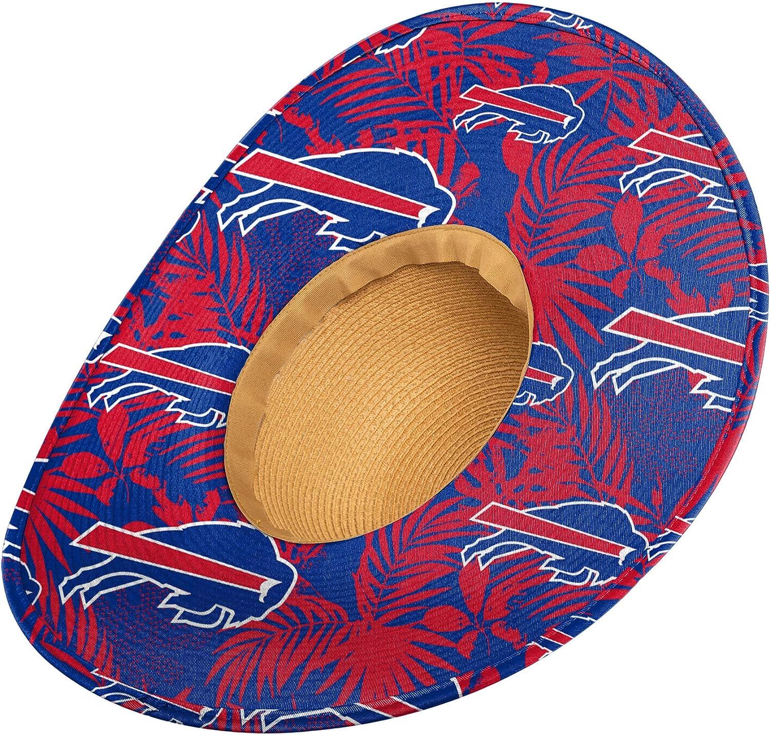 FOCO Women's NFL Team Logo Ladies Floral Straw Sun Hat Buffalo Bills One  Size Team Logo