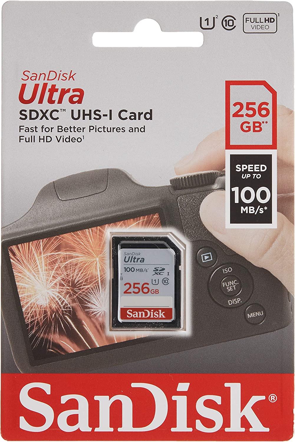 SanDisk 256GB Ultra SDXC UHS-I Memory Card - 120MB/s, C10, U1, Full HD, SD  Card - SDSDUN4-256G-GN6IN