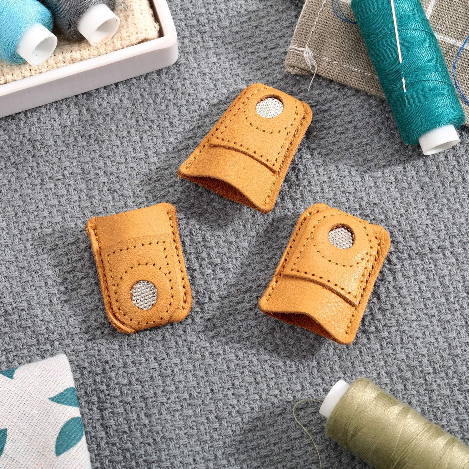  WILLBOND 4 Pieces Leather Thimble Hand Sewing Thimble Finger  Protector Thimble Finger Pads for Knitting Sewing Quilting Pin Needles  Craft Accessories DIY Sewing Tools, 2 Sizes : Arts, Crafts & Sewing