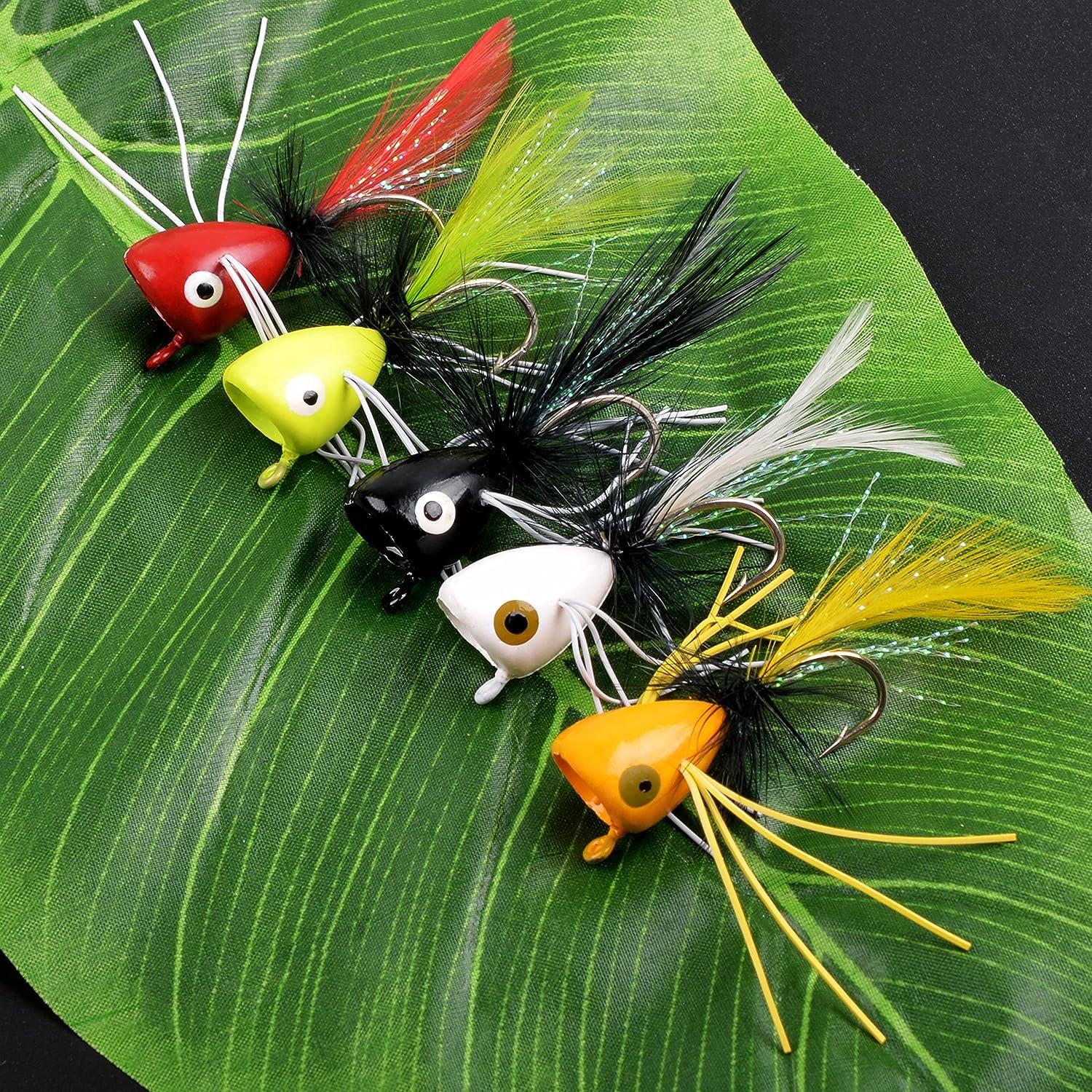 Fly Fishing Poppers, 12pcs Popper Flies for Fly Fishing Topwater Bass  Panfish Trout Salmon Bluegill Poppers Flies Bugs Lures Colorful Fishing  Bait Lures with Hooks for Freshwater Fishing Assortment white-12pcs
