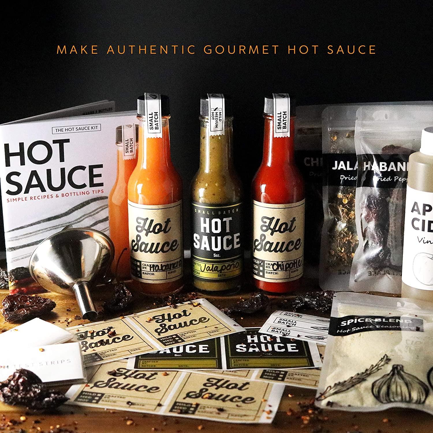 Ultimate Hot Sauce Making Kit 6 Varieties of Peppers Ghost pepper Habanero  Gourmet Spice Blend 6 Bottles Labels Book Xmas Gift For Dad (Ultimate Kit)  34 Piece Set