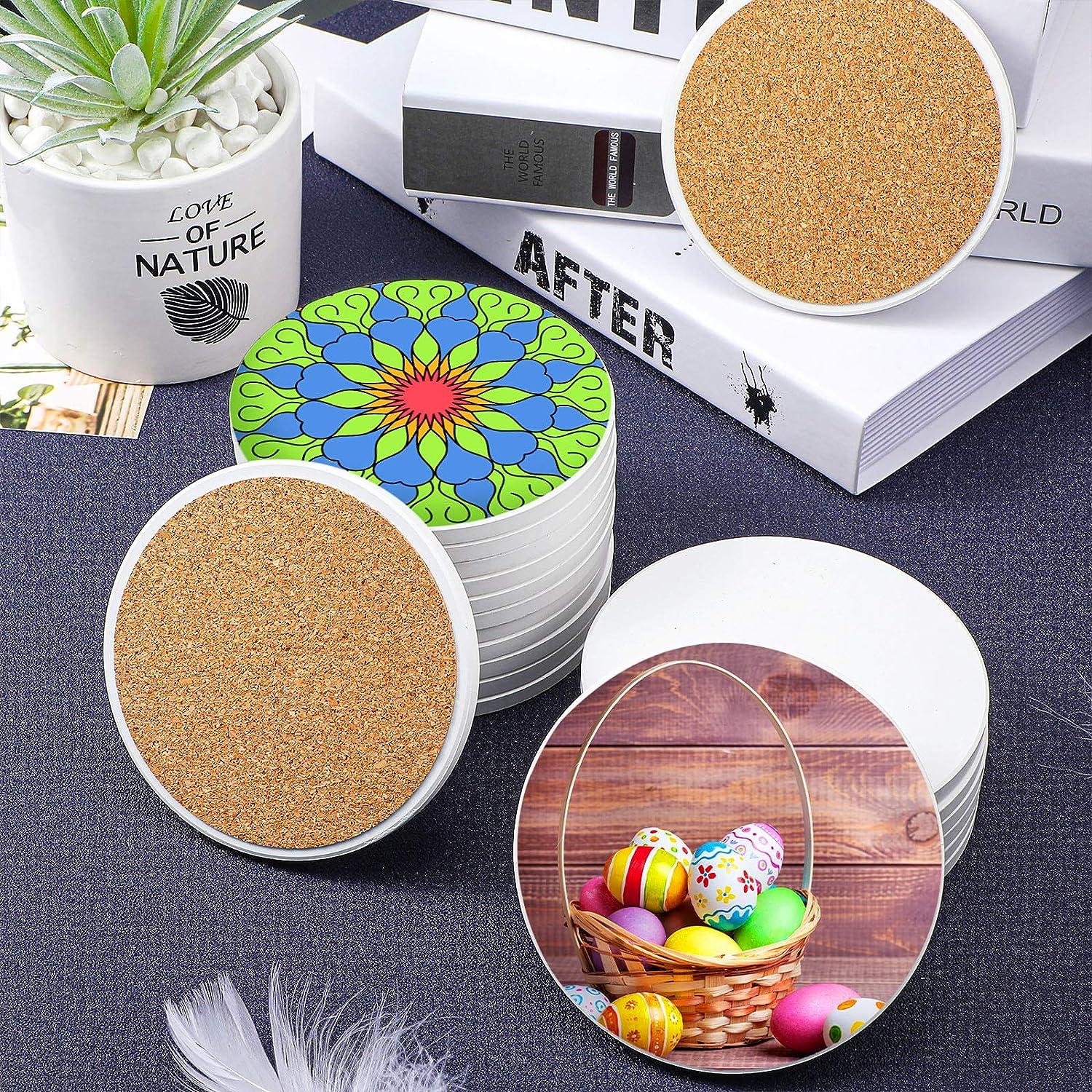 Round Ceramic Tiles for Crafts Coasters 4 Inch White Unglazed Ceramic  Coasters with Cork Backing Pads for Ink or Acrylic Pouring DIY Coasters  Mosaics Painting Projects Decoupage (48 Pieces)