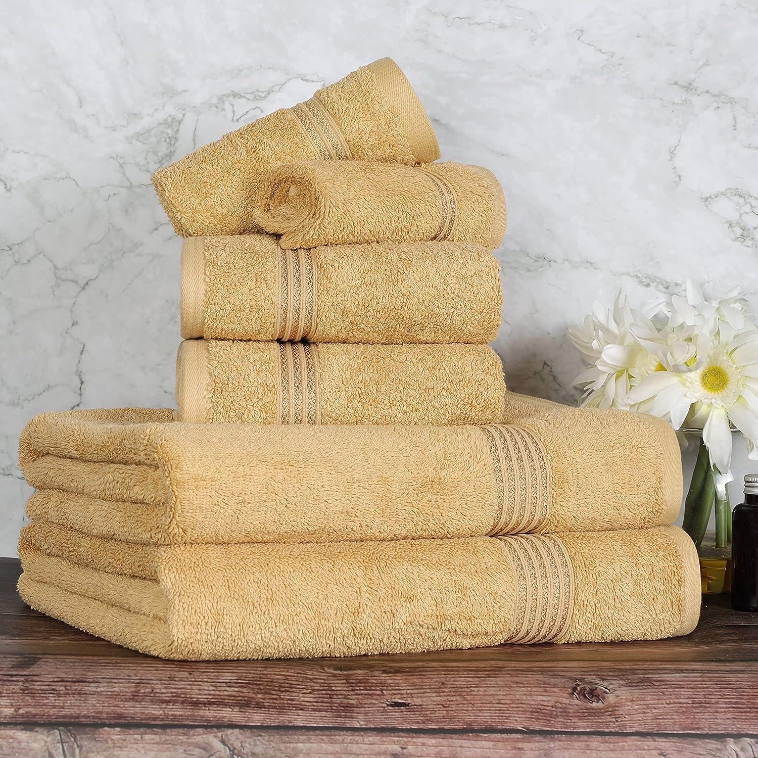 Egyptian Cotton Towel Set, Includes 2 Bath Towels, 2 Hand Towels, 2 Face  Towels, Luxury Plush
