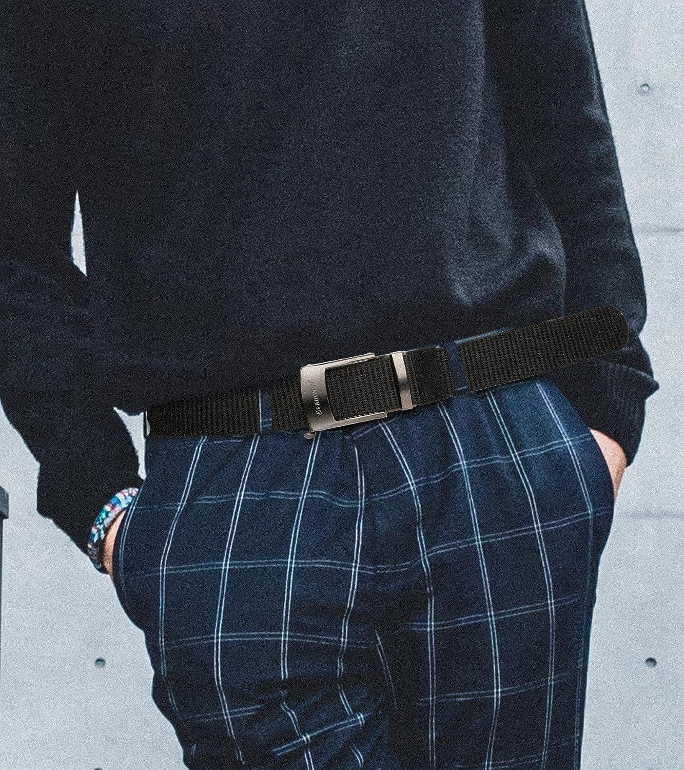 Fashion Men's Designer Leather Belt Automatic Buckle Belt Ratchet  Strap Jeans