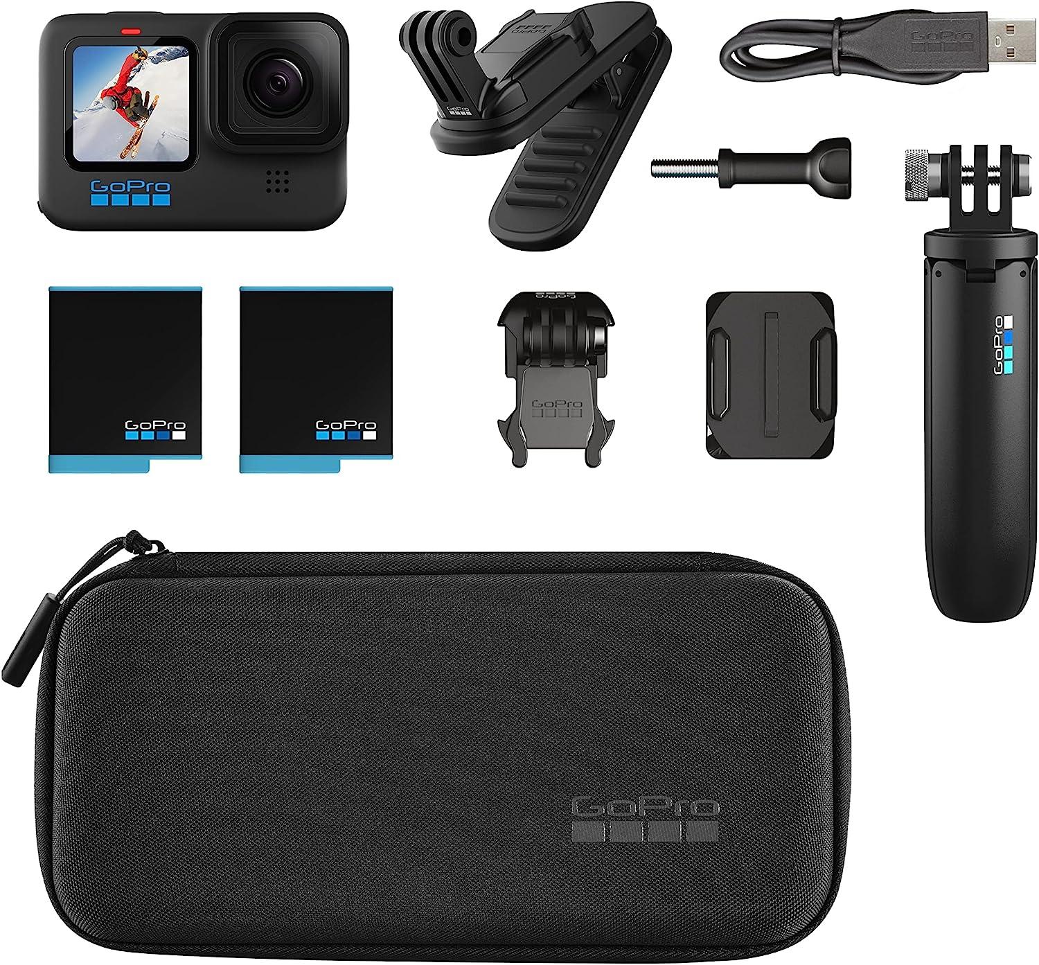 GoPro HERO10 (Hero 10) Black with Deluxe Accessory Bundle: 3x Replacement  Batteries, Dual USB Charger, Underwater LED Light with Bracket, Water  Resistant Action Camera Case, & Much More 