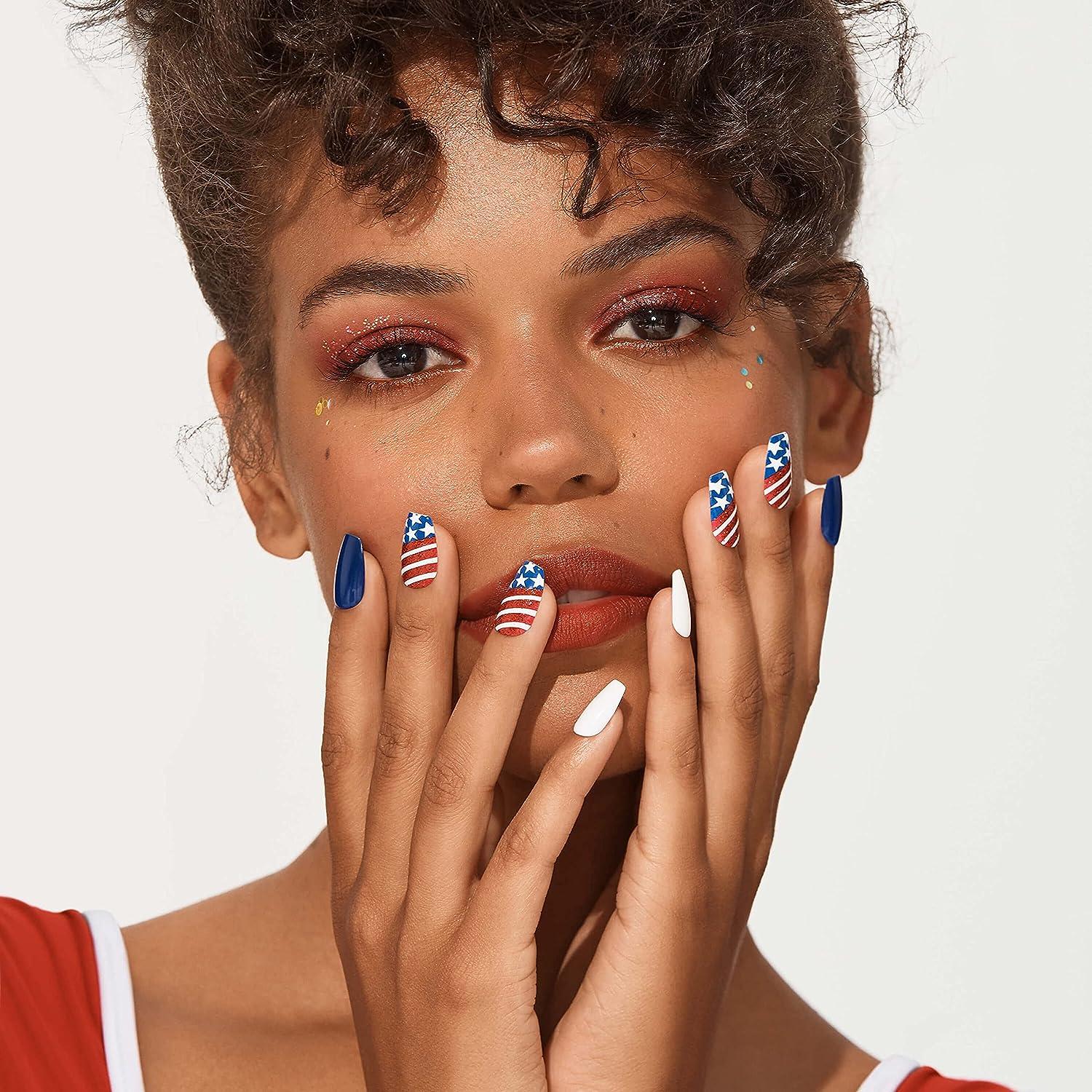 Kiss imPRESS Press on Manacure 4th of July Nails - Shining Stars