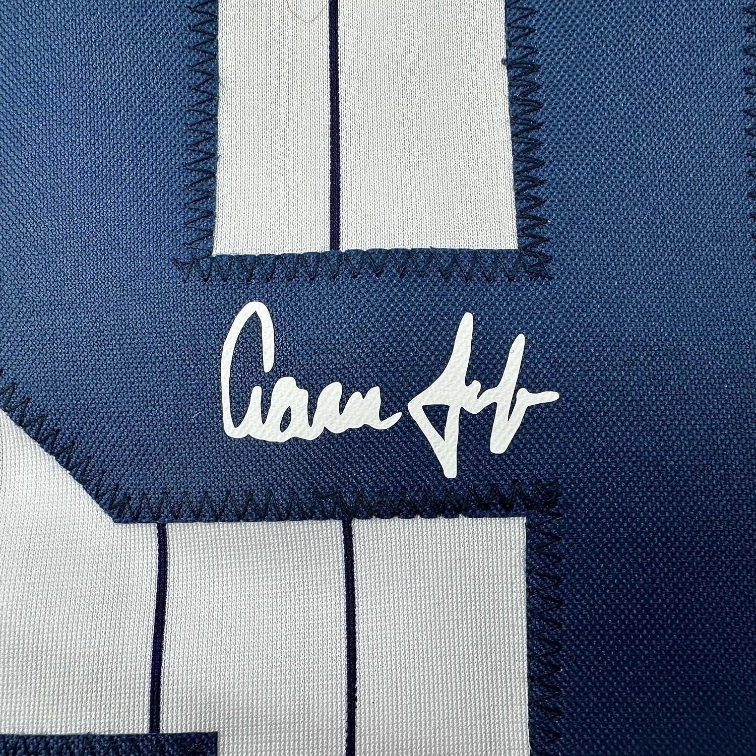 Facsimile Autographed Aaron Judge New York Pinstripe Reprint Laser Auto  Baseball Jersey Size Men's XL